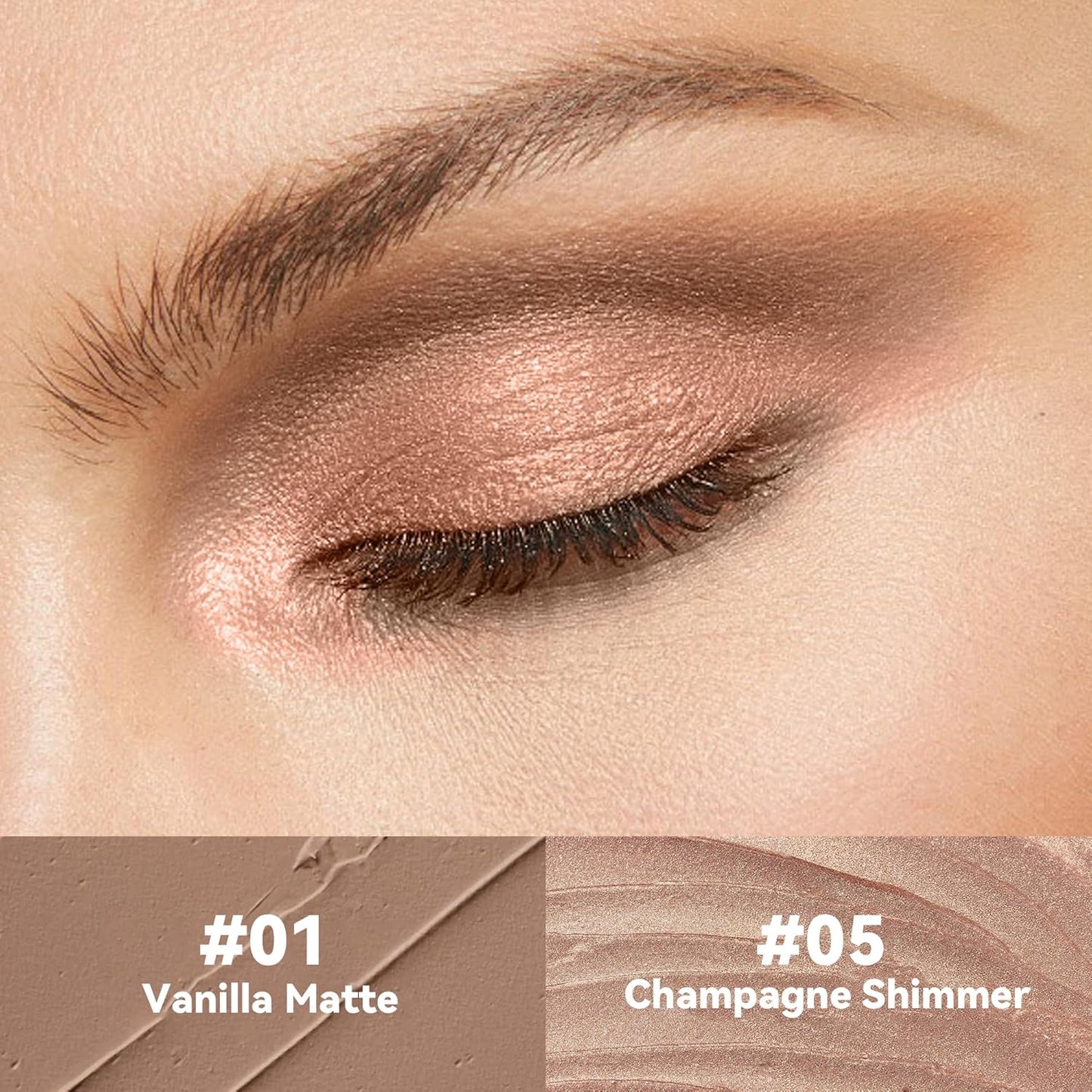 FV Waterproof Eyeshadow Stick Duo,Long-Lasting Cream Eye Shadow Makeup Sets, High Pigmented Eyeshadow Pencil with Matte & Shimmer Finish, Natural Look (Vanilla & Champagne)