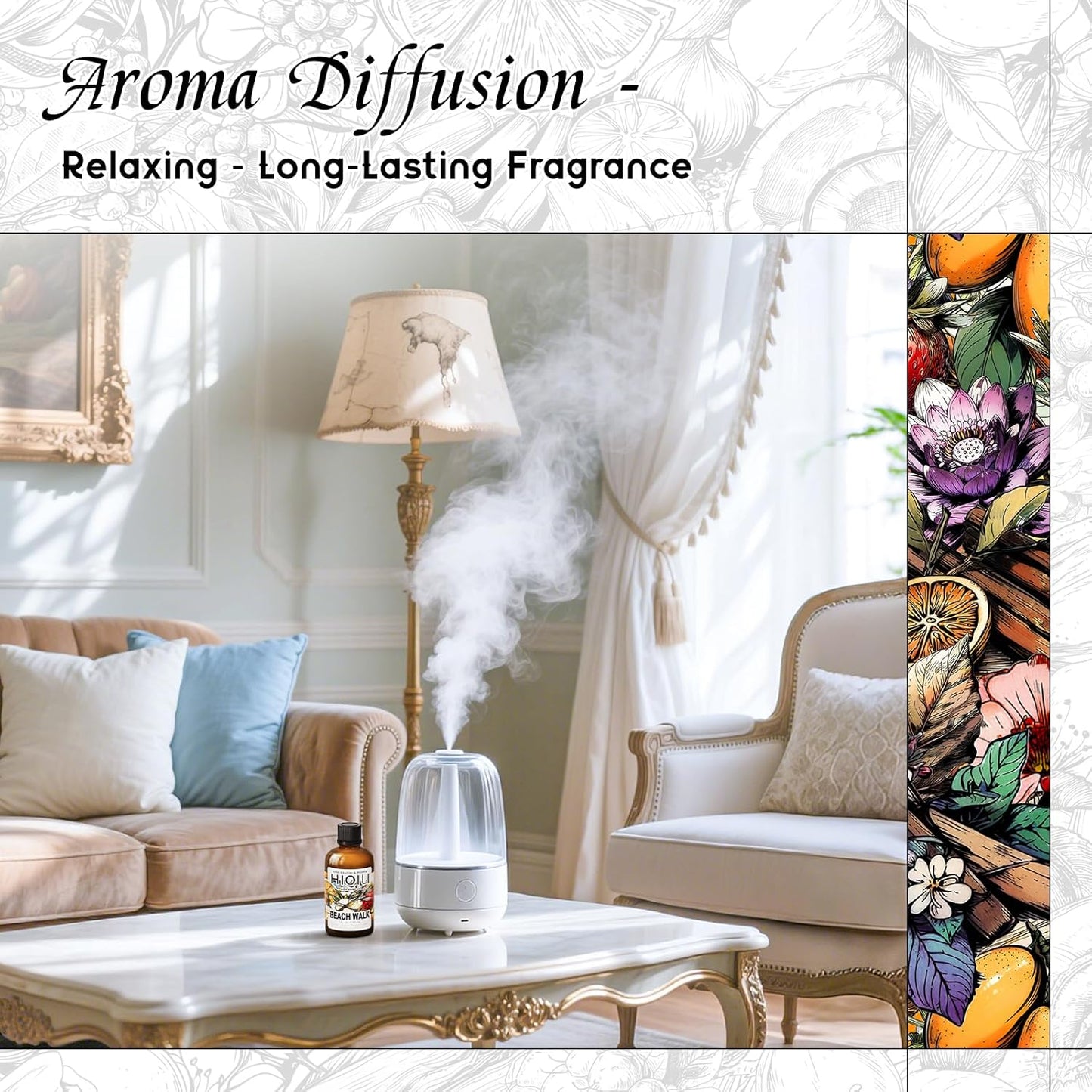 HIQILI Beach Walk Fragrance Oil for Diffuser & Humidifier, Candle & Soap Making, Luxury Hotel Scents, Perfect as a Gift - 1 Fl Oz