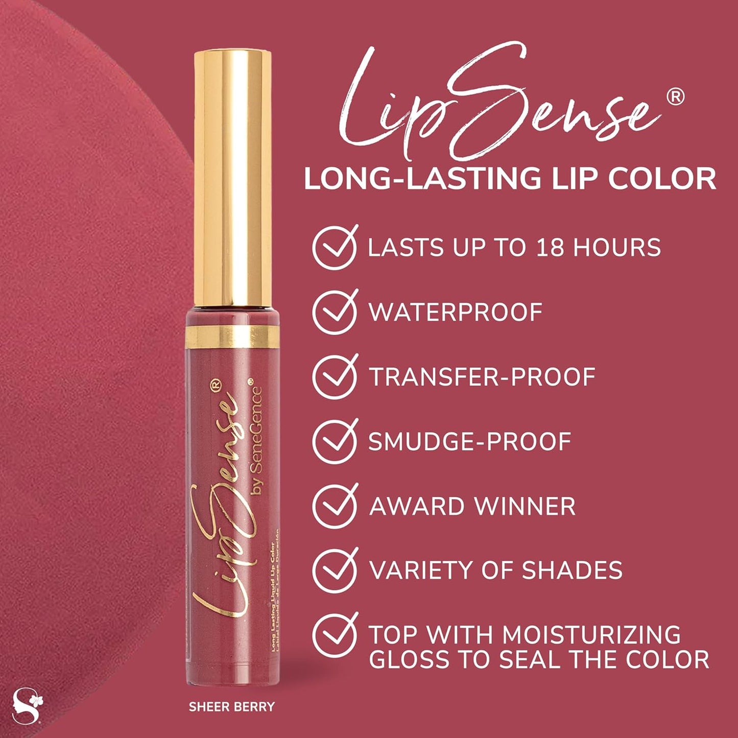SeneGence LipSense Sheer Berry Liquid Lipstick and Glossy Clear Lip Gloss Duo – 18HR Wear, Hydrating, Waterproof, Transfer-Proof