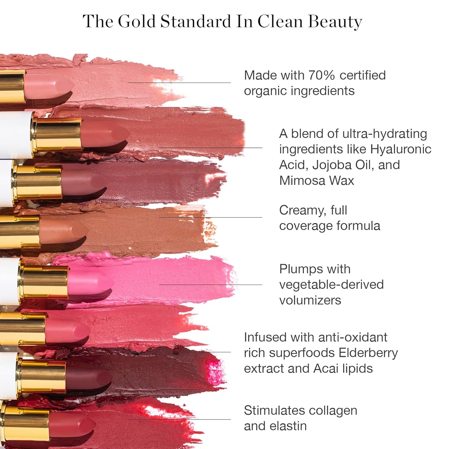 Ogee Full Bloom Sculpted Lipstick (Amnesia - Blackberry Mauve) - Long Lasting Organic Lipstick with Jojoba Oil & Micro Hyaluronic Acid - 70% Organic Ingredients & Made in USA