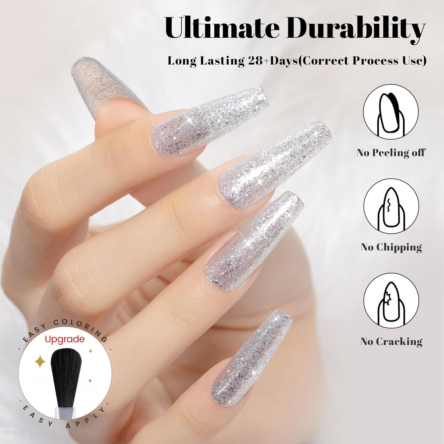 YTD Likomey Gel Nail Polish,15ml Colorful Silver Glitter Nail Gel,Fall Winter Shiny Sparkly Salon Home DIY Manicure UV Color Varnish,SF438