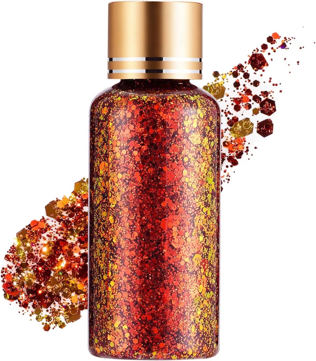 Maple Red Face Body Hair Glitter Gel for Women and Kids, Holographic Chunky Color Changing Glitter Gel Lasting Sparkling Shimmer Makeup for Christmas Party Festival Rave Accessories, 1oz