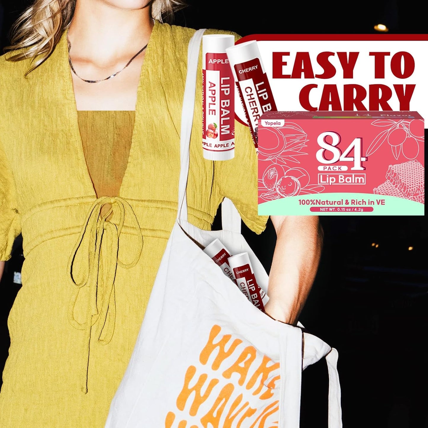 Yopela 84 Pack Lip Balm Bulk Variety Set,14 Flavors Hydrating & Natural Lip Balms, Moisturizing Dry Cracked Lips, Chap Stick Gift Set for Women, Men, Kids