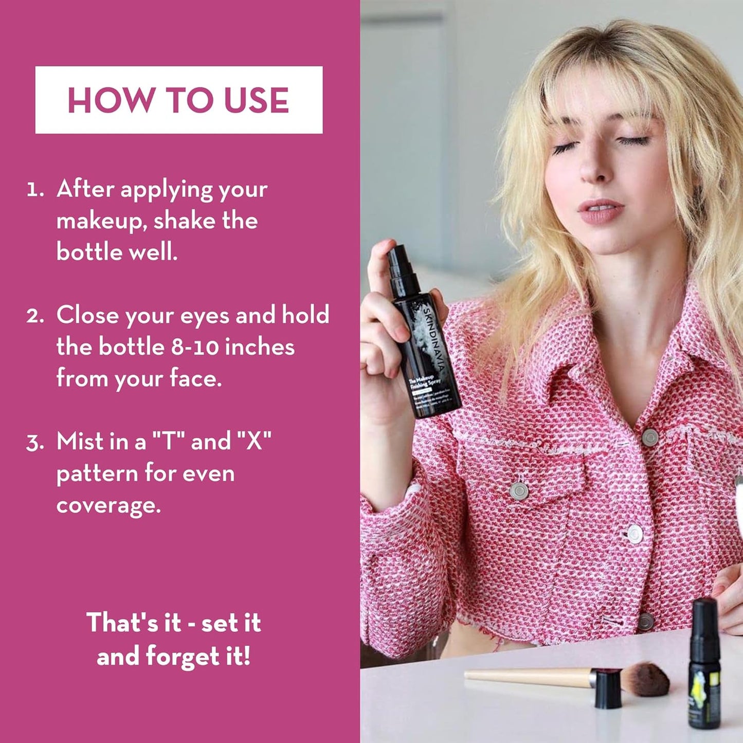 Skindinavia The Makeup Finishing Spray, Oil Control Makeup Setting Spray, All-Day Wear, Long-Lasting Up to 16+ Hours, Heat-Resistant & Waterproof, Fine Mist, 2.0 Oz