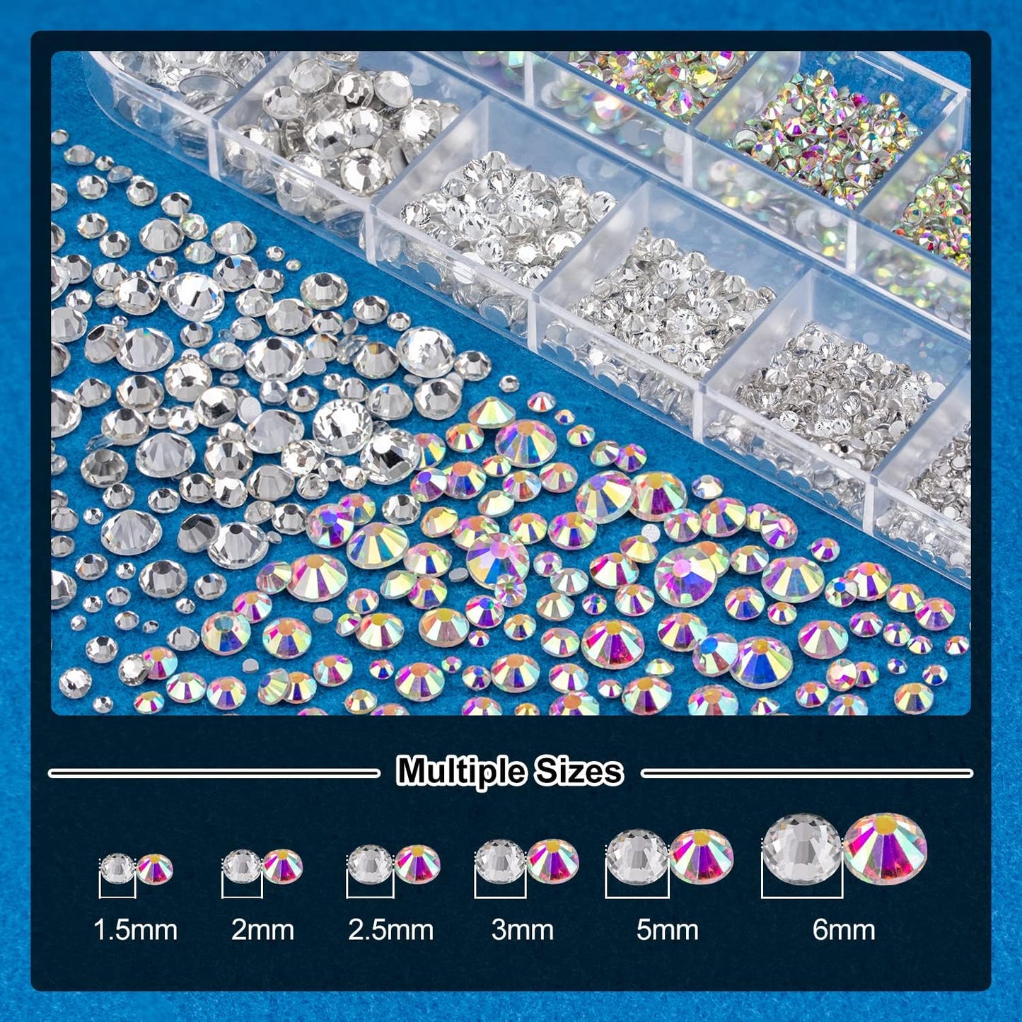 Nail Art Rhinestone Glue Gel&Flatback Gems Accessories Kit, 1 Tube of 15ml Rhinestone Gel Glue(UV/LED Needed)+1 Box of Flat-Back Round Glass Crystal AB&Clear Gemstones with Pickup Pencil and Tweezer