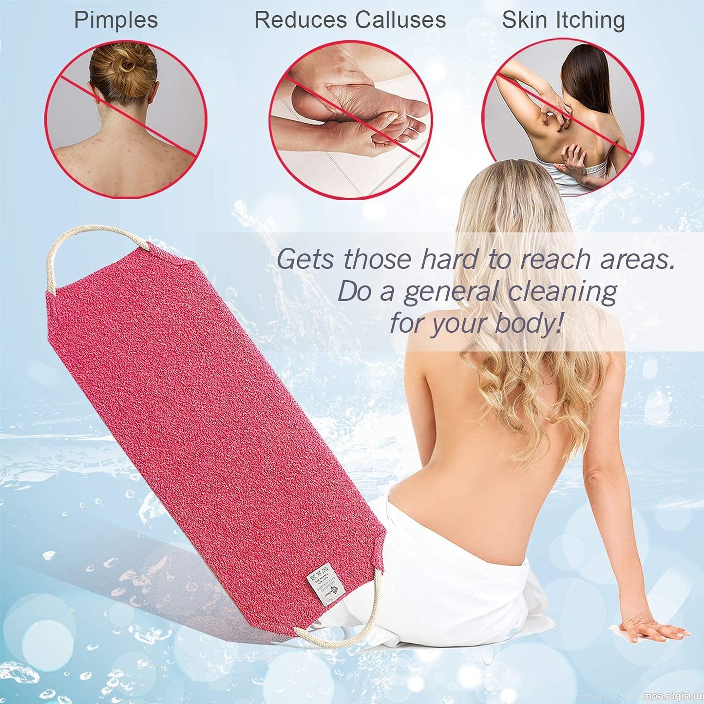 Evridwear Exfoliating Back Scrubber for Shower - Double-Sided Body Scrubber with Handles, Deep Clean, Massage & Exfoliate Back Washer for Men & Women, Invigorates Skin & Circulation