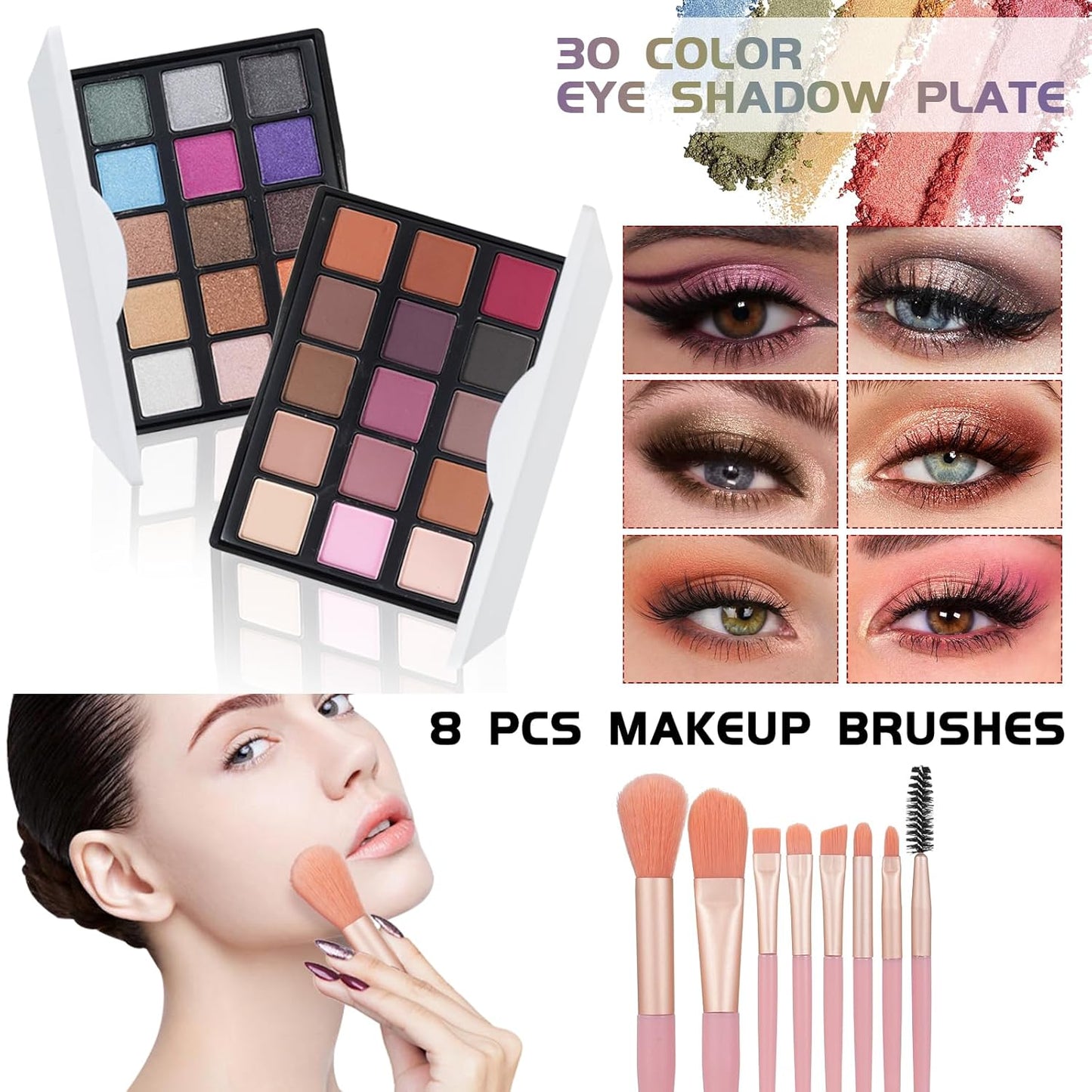 All In On Makeup Kit Makeup Set For Teens, Women, Girl and Beginners Includes Eyeshadow Concealer Palette Lip Gloss Set Lipstick Eye Pencil Makeup Brushes