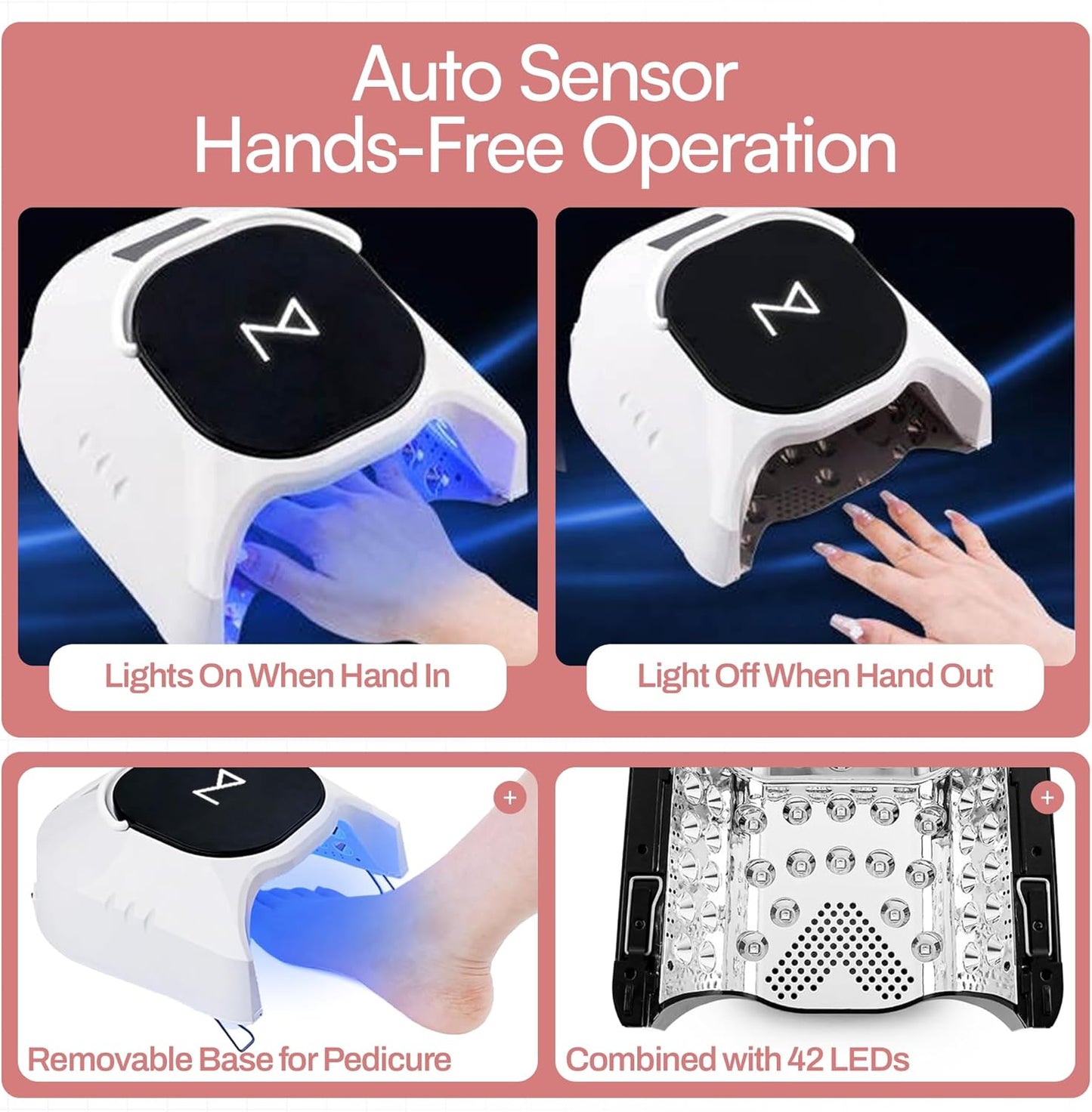 M - GlowPro Professional Hybrid 86W Wireless Rechargeable UV LED Nail Curing Lamp Cordless Nail Dryer for Gel Nails, Manicure, Pedicure (Teal)