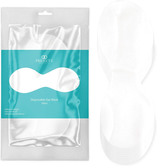 100pcs Disposable DIY Non-Woven Eye Mask Paper by Project E Beauty | DIY Cotton Eye Care Mask | for Skincare & Spa Salon Use | Cosmetic Facial Paper for Toner, Serum, or Lotion (100, Eye Shaped)