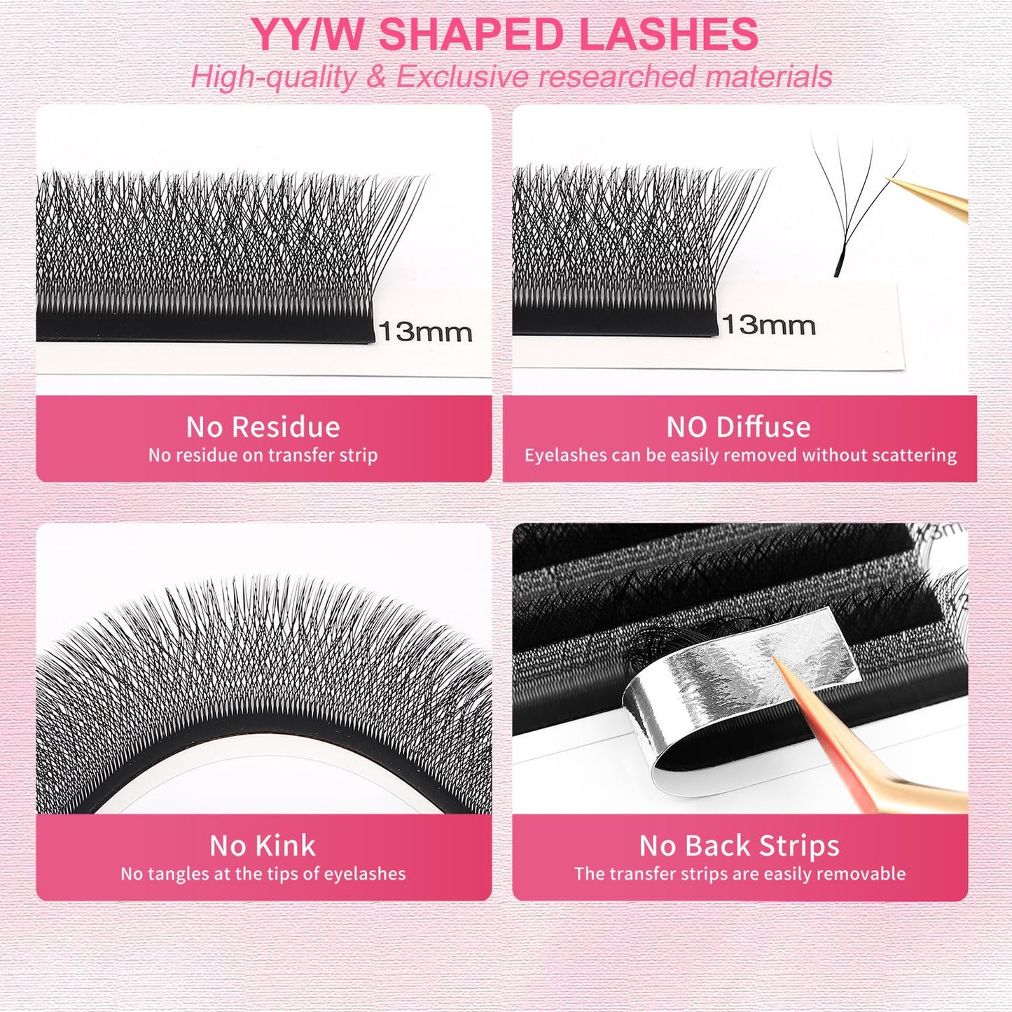 W Lash Extensions Supplies 4D Eyelash Extensions W Shape 0.07mm Thickness D Curl 10mm Premade Fans Easy Fan Lashes Volume Matte Black 12 Rows Crisscross Eye Lashes(W-4D-0.07-D,10mm)