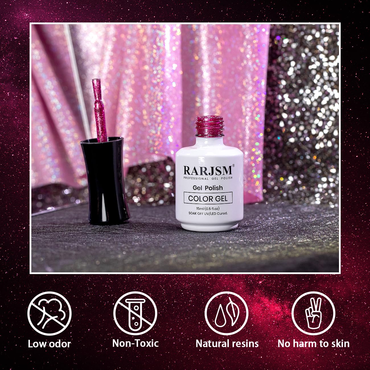 RARJSM 9D Magnetic Cat Eye Gel Nail Polish Purple Pink Silver Velvet Cateye Gel Polish 15ml Galaxy Universal Glitter Shimmer Ice Gel Polish with Magnet Stick UV LED Curing Require Soak Off Home Salon