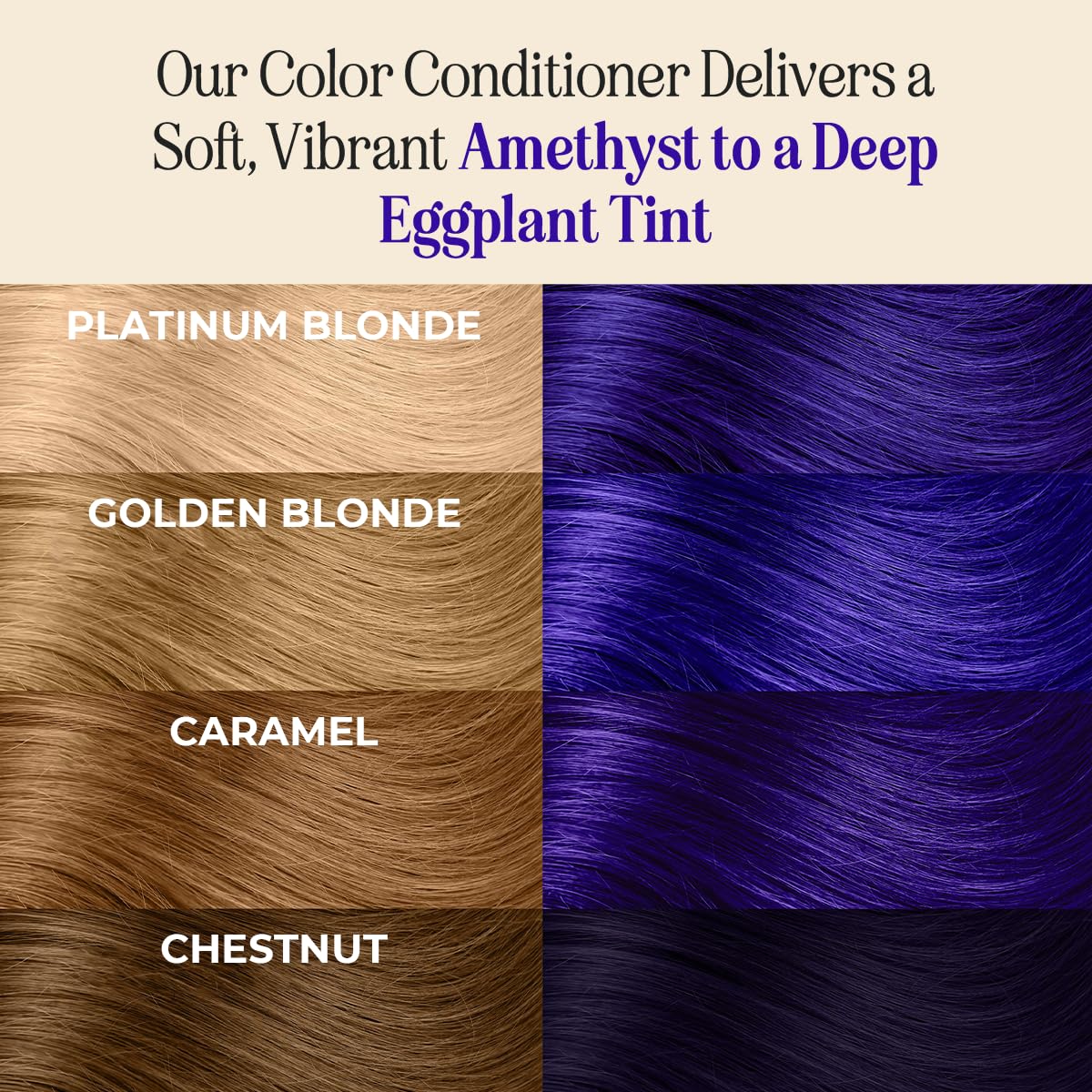 INH Semi Permanent Hair Color | Color Depositing Conditioner | Amethyst Dark Purple Hair Dye | No Bleach No Peroxide Temporary Tint for Women, Men | Vegan, Ammonia Free, Sulfate Free, Ready to Use 6oz