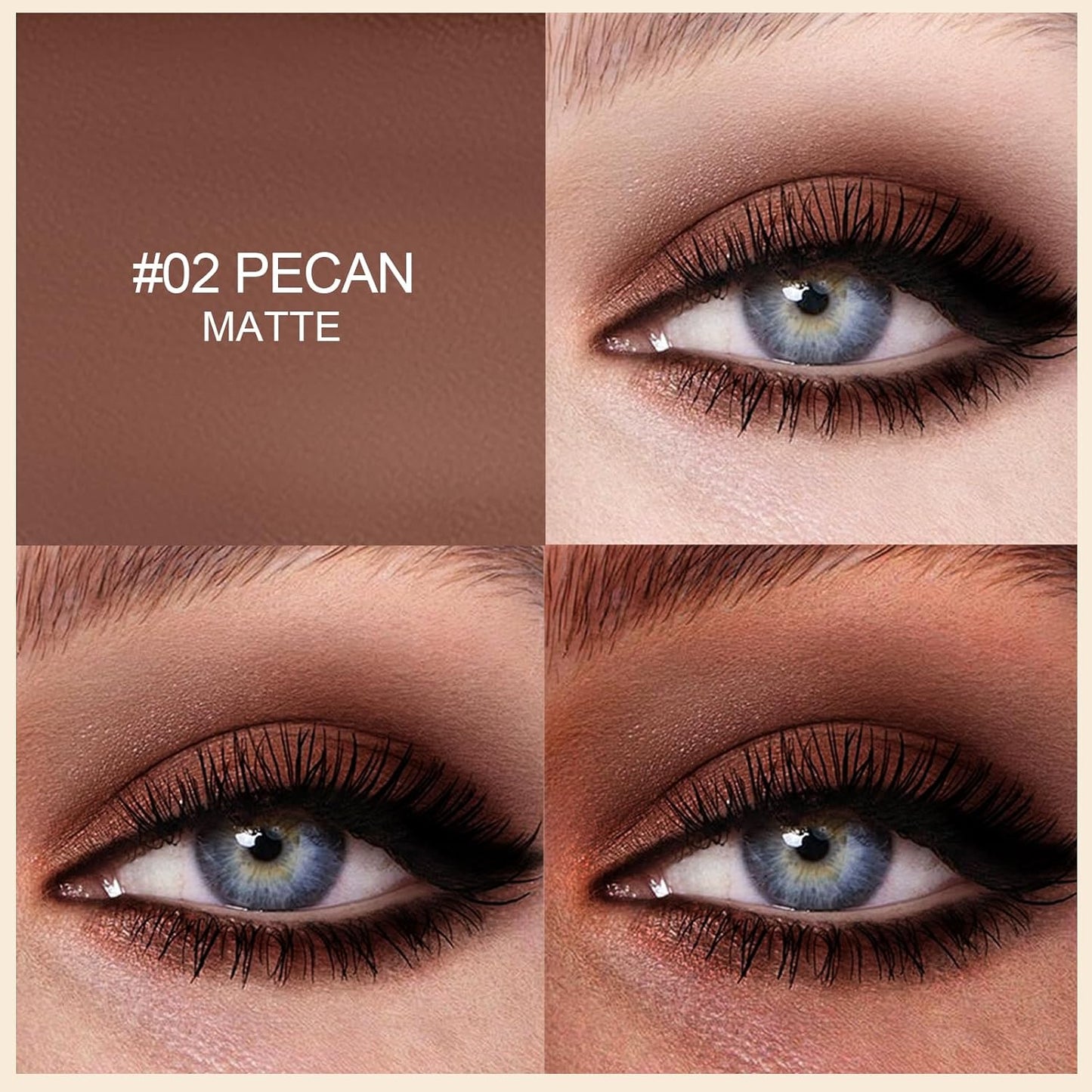 Erinde Waterproof Eyeshadow Stick, Cream Eye Shadow Stick, Long-Lasting, Crease-Proof, Cream to Powder Buildable & Blendable Eye Shadow Pencils Crayon, Vegan & Cruelty-Free, 02 Pecan