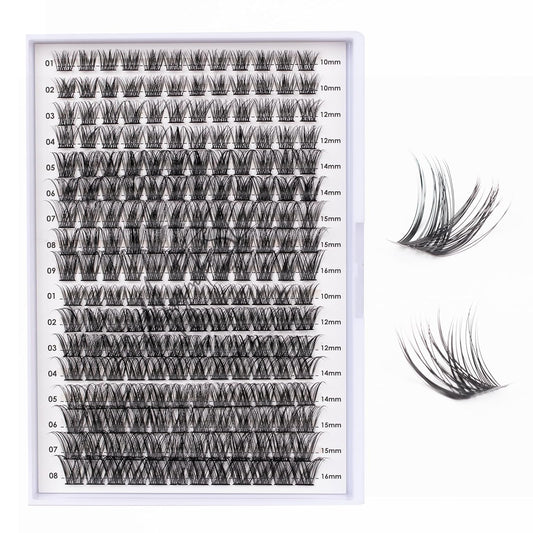 Lash Clusters 204 Pcs Individual Lashes Clusters Eyelash Extensions False Eyelashes DIY Lash Extension Kit Reusable False Eyelashes Natural Look Mix 10-16mm C D Curl(DM01+DM17)