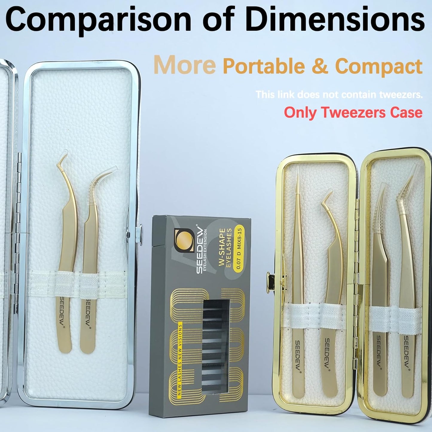 Lash Tweezers Organizer, Small Portable 4 Positions Soft PU Leather Rounded Corners, Eyelash Extension Tweezers Bag, Individual Storage Case Box for Tweezers, Slender Small Tools(White), White