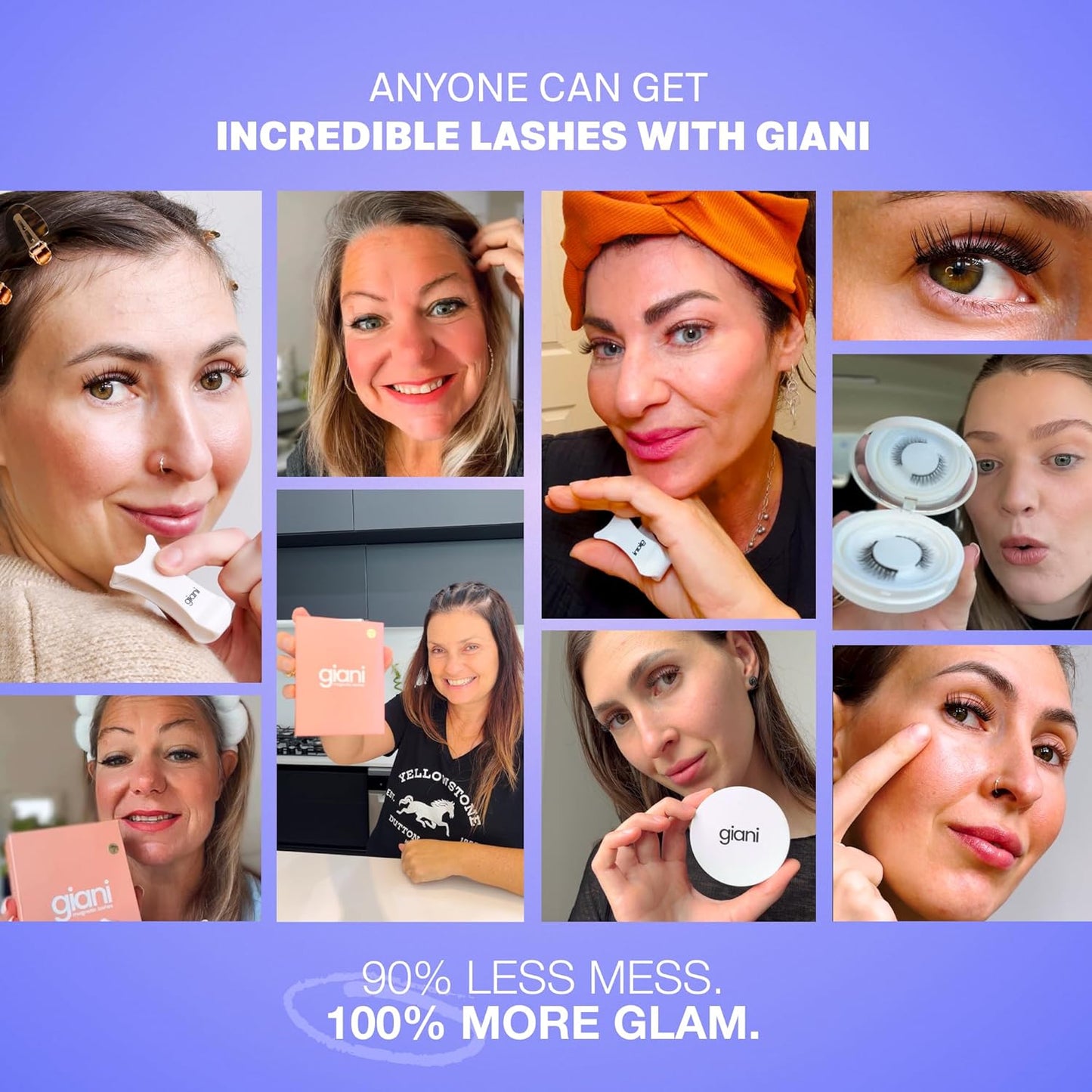 Giani Magnetic Eyelashes with Applicator - Reusable Magnetic Lashes Kit - Natural Soft Looking False Eyelashes - Applicator and Mirror Case Included - No Glue or Eyeliner Needed - Simple Style