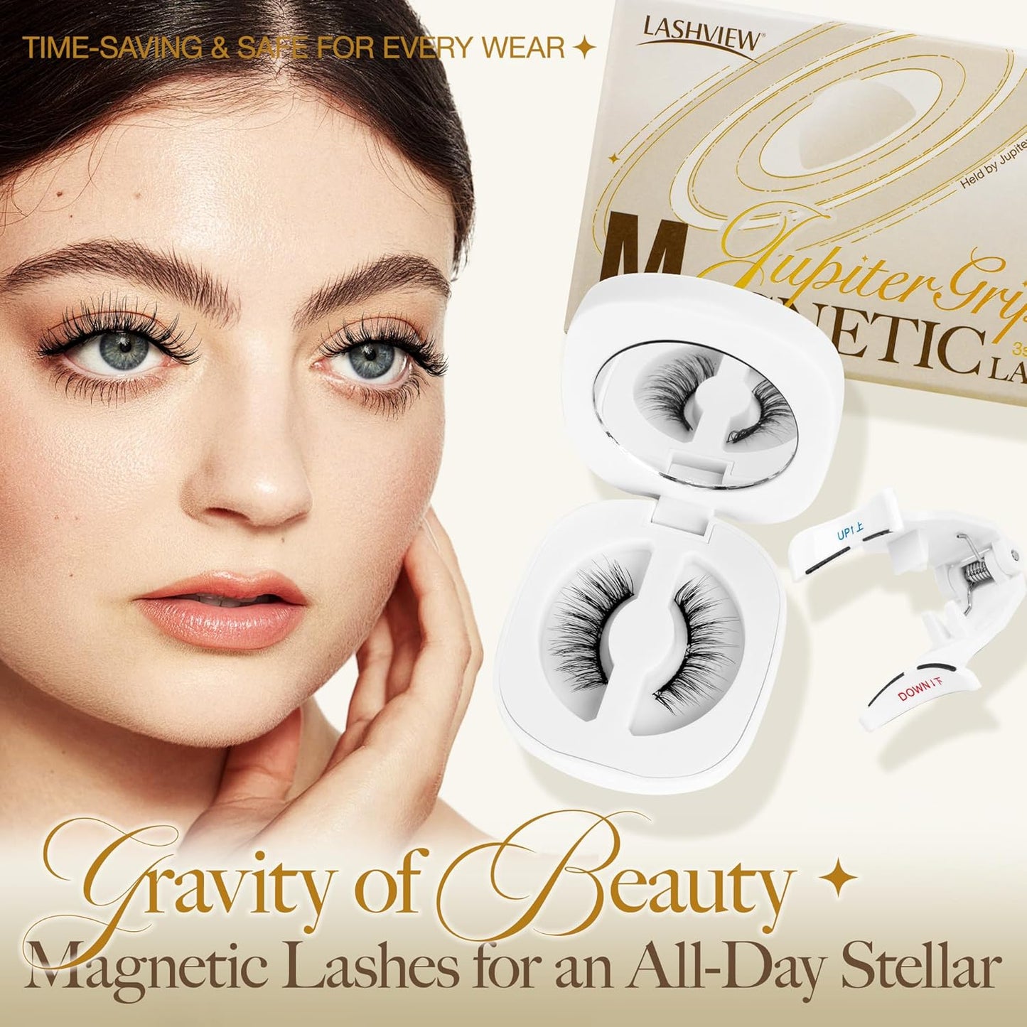 LASHVIEW Magnetic Eyelashes Natural Look, Reusable Manga Magnetic Lashes Kit with Applicator RCM01-NEW