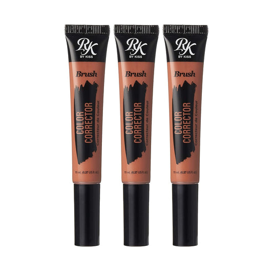 Ruby Kisses HD Brush Concealer & Foundation, Full Coverage, Color Correcting, Highlight, Contour 3 Pack (Orange Corrector)