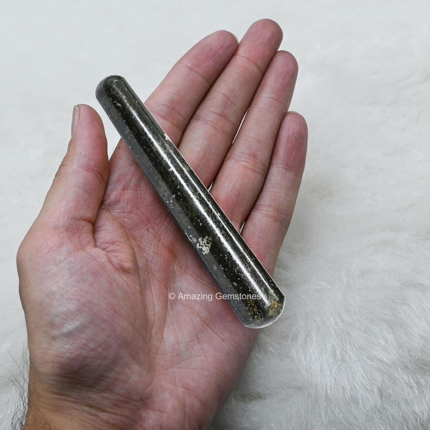 Amazing Gemstone Nuummite Crystal Wand Massage Stick - Pelvic Wand Gua Sha for Adults - Crystals and Healing Stones Massage Wands for Adults Gifts (Smooth)