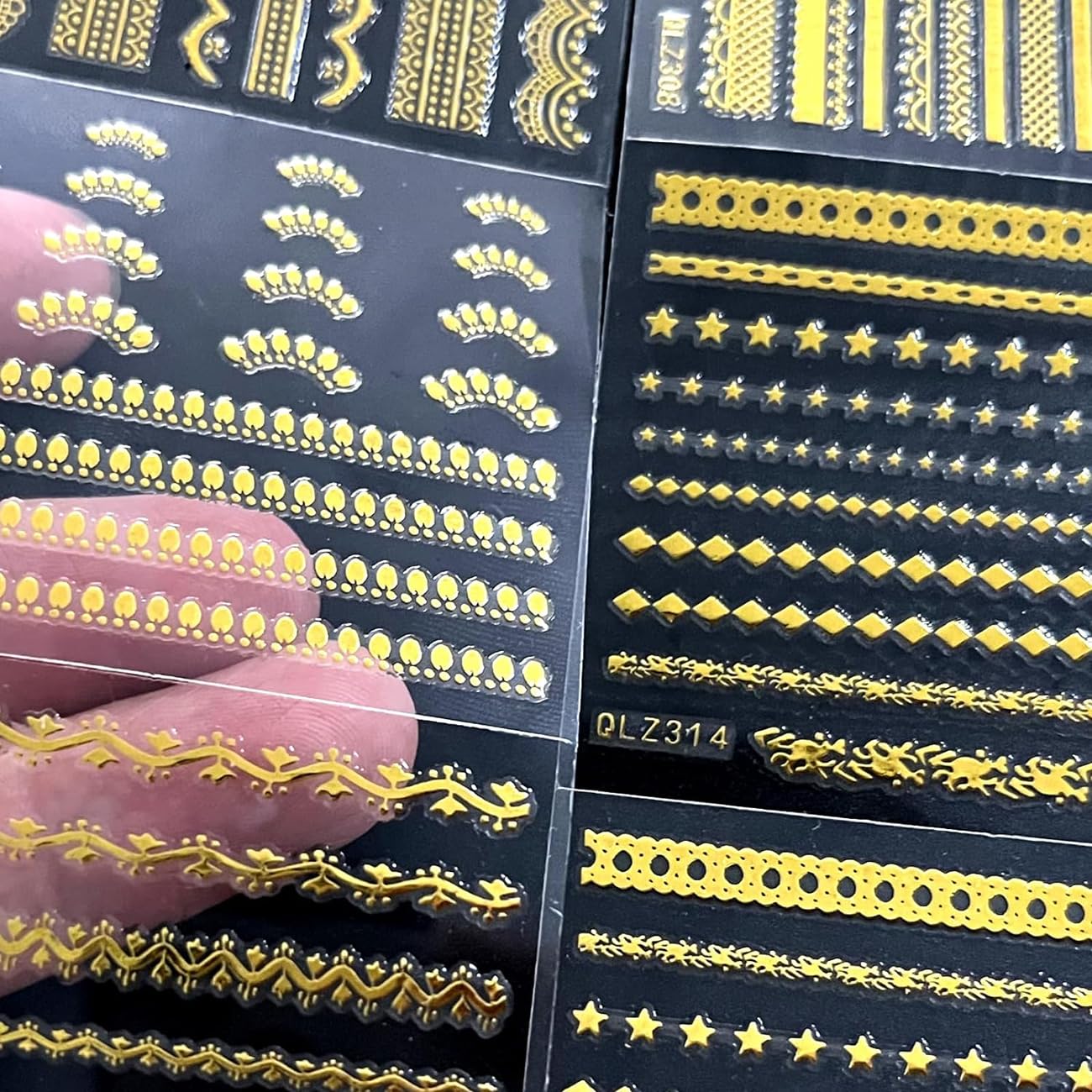 30Sheets Gold Line Nail Art Stickers 3D Self-Adhesive Gold Decals for Gel, Acrylic Nails DIY Design
