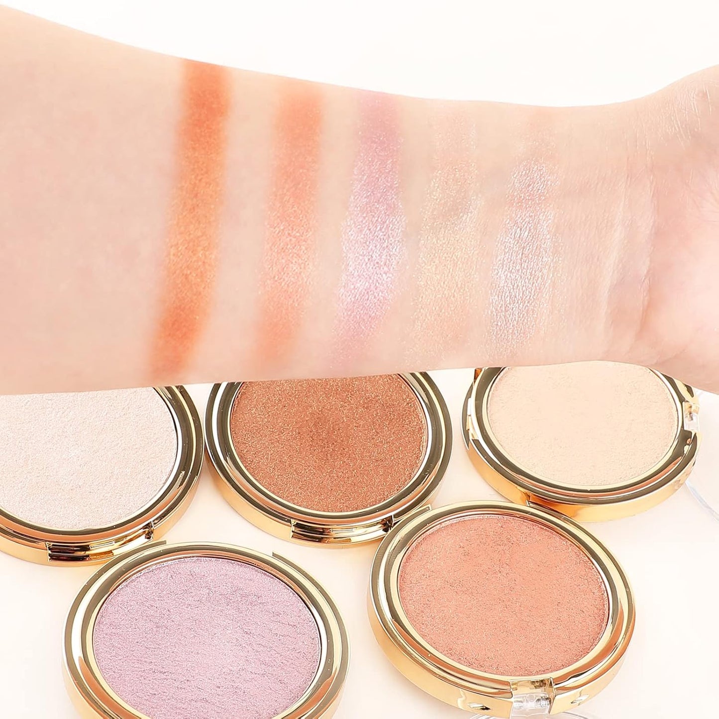 Boobeen Highlighter Powder Palette - Glow Shimmer Illuminator for Face Highlighter Makeup, Long Lasting Brighten Skin