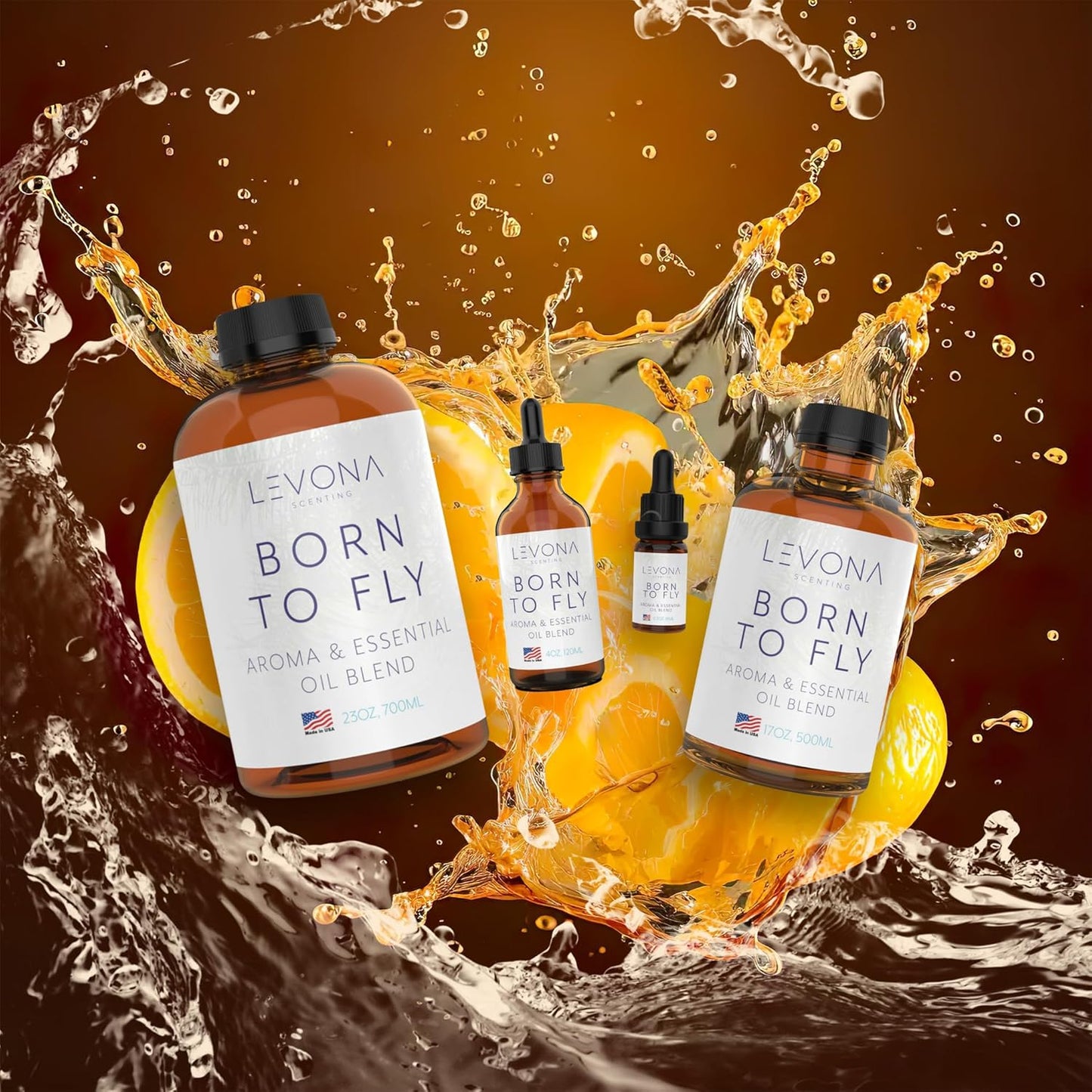 Levona Scent Essential Oil for Diffuser: Home Luxury Fragrance Scent - Aroma Diffuser Oil Refill - Hotel Diffuser Essential Oils for Humidifiers - 700 Ml/ 23oz Essential Oils - Born to Fly