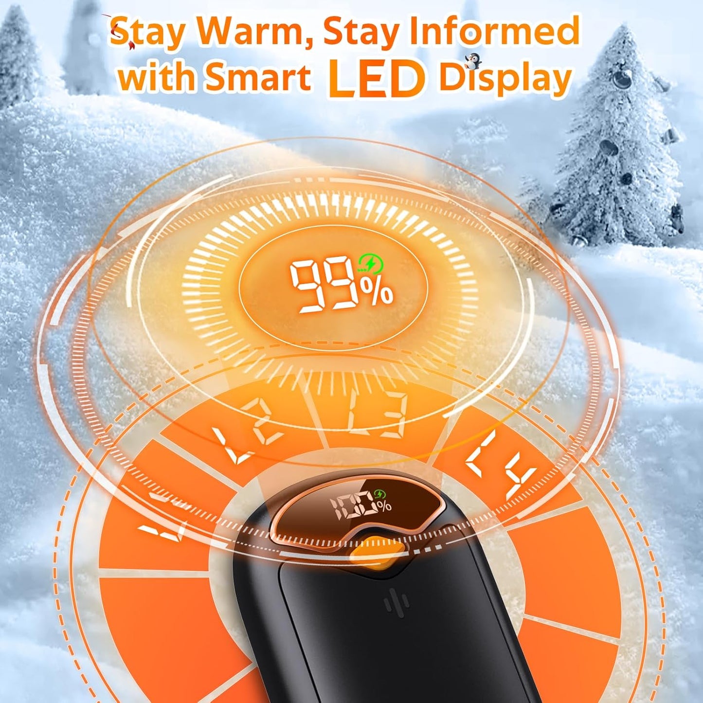 Hand Warmers Rechargeable - Magnetic Electric Hand Warmers 2 Pack, LED Display, 4 Settings Fast Heating Reusable Portable Heater Handwarmers for Golf Hunting Camping Essentials, Gifts for Men Women