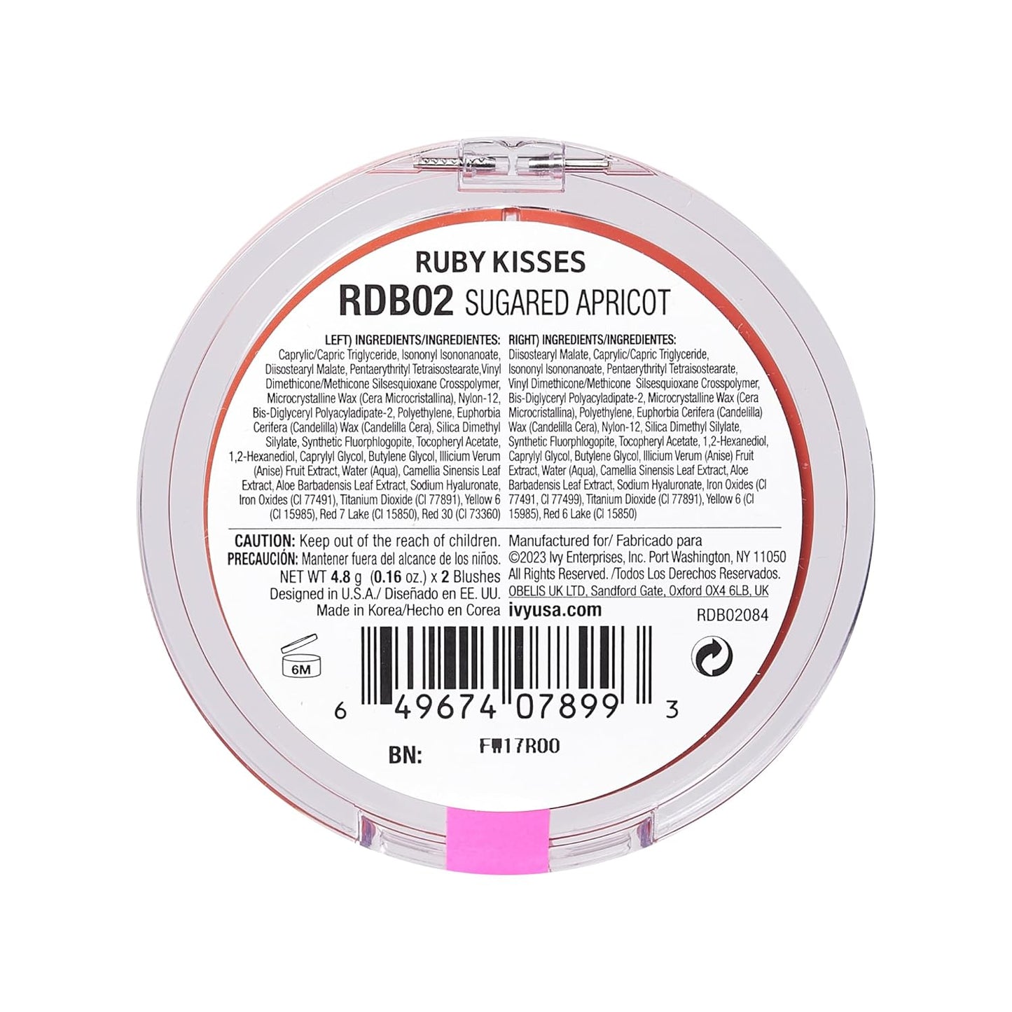 Ruby Kisses Duo Cream Blush, Smooth, Natural-Looking, Long-Lasting Face Makeup Blush for Cheeks, Lips, and Eyes, Buildable and Blendable, Infused with Green Tea, Aloe Vera Extract, and Hyaluronic Acid