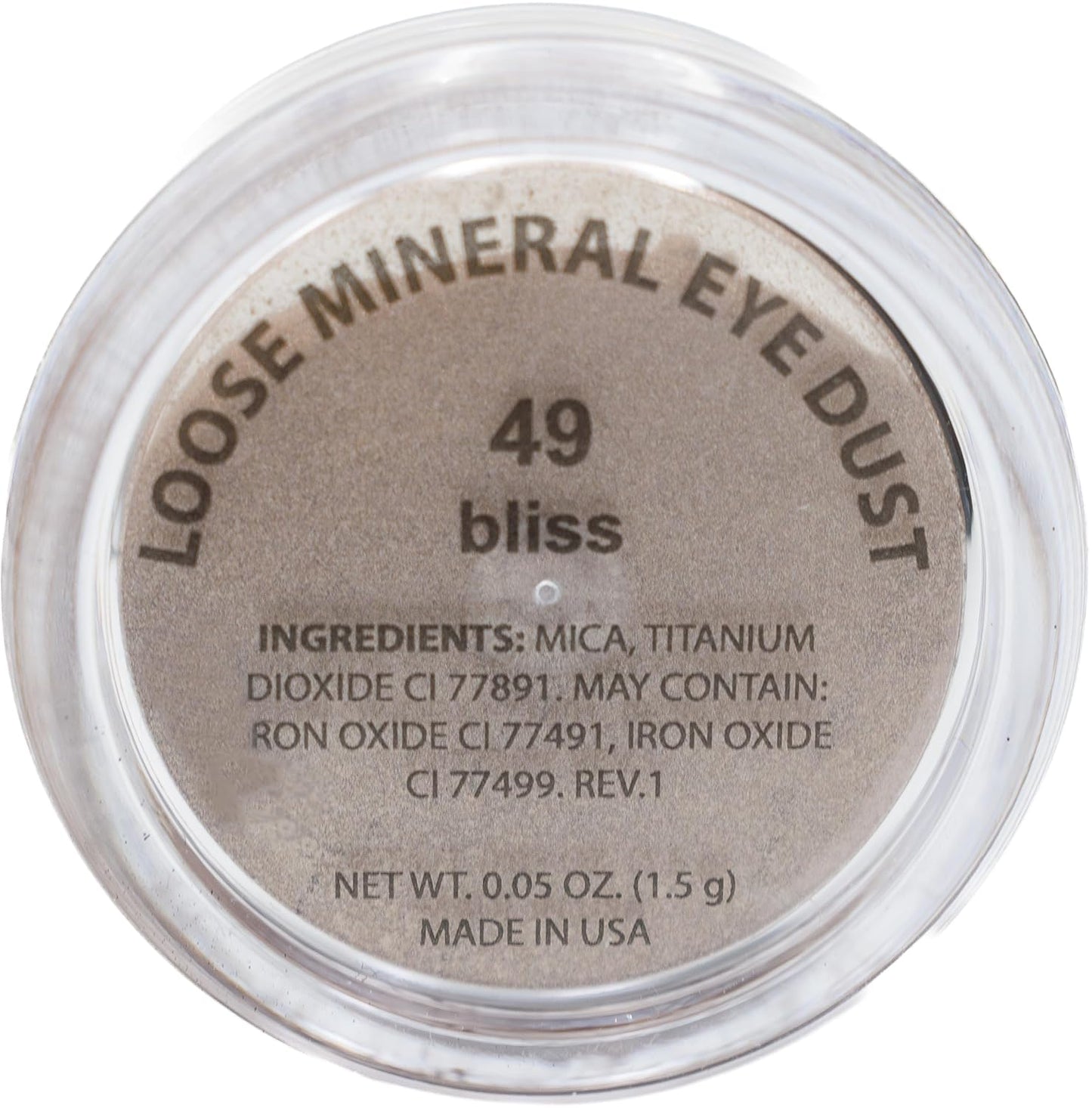 Bliss Cool Toned Mocha Glitter Brown Mineral Single Loose Powder Eyeshadow; Vegan, Talc & Paraben Free