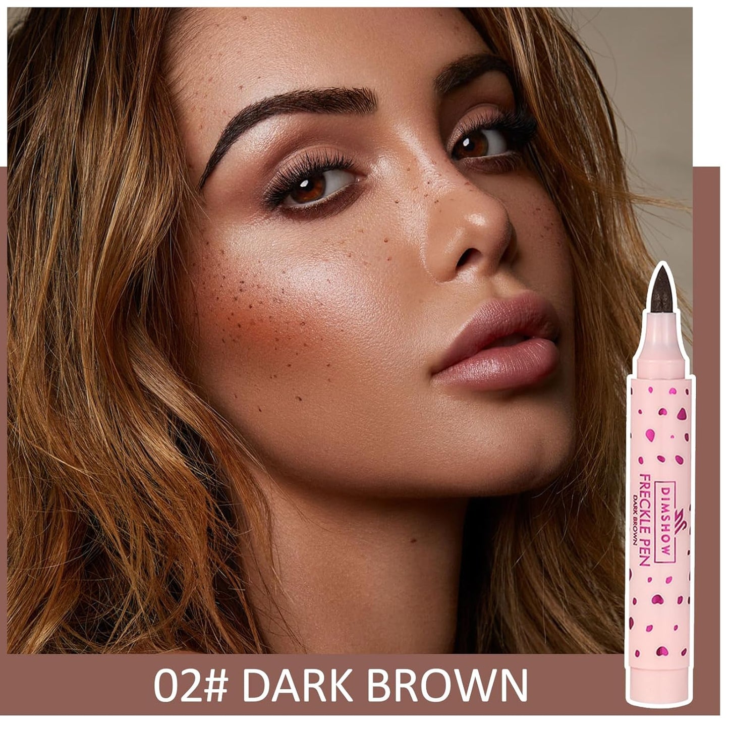 Erinde 2PCS Freckle Pen, Natural Lifelike Freckle Makeup Pen Magic Freckle Color, Waterproof Longlasting Soft Dot Sopt Pen for Natural Effortless Sunkissed Makeup, Dark Brown