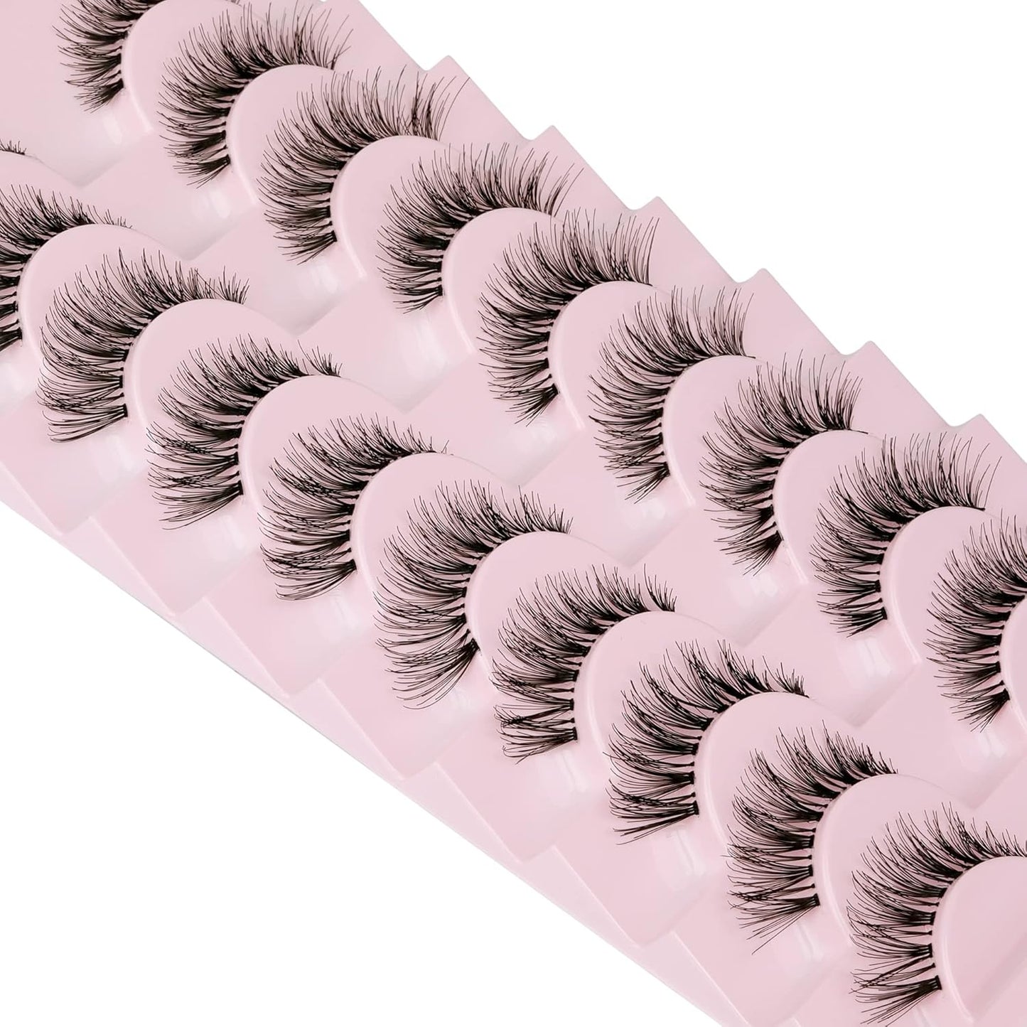 JIMIRE False Eyelashes Cat-Eye Lashes Natural Look Demi-Wispies Faux Mink Lashes Classic Crossed Fake Eyelashes Natural Look (120)