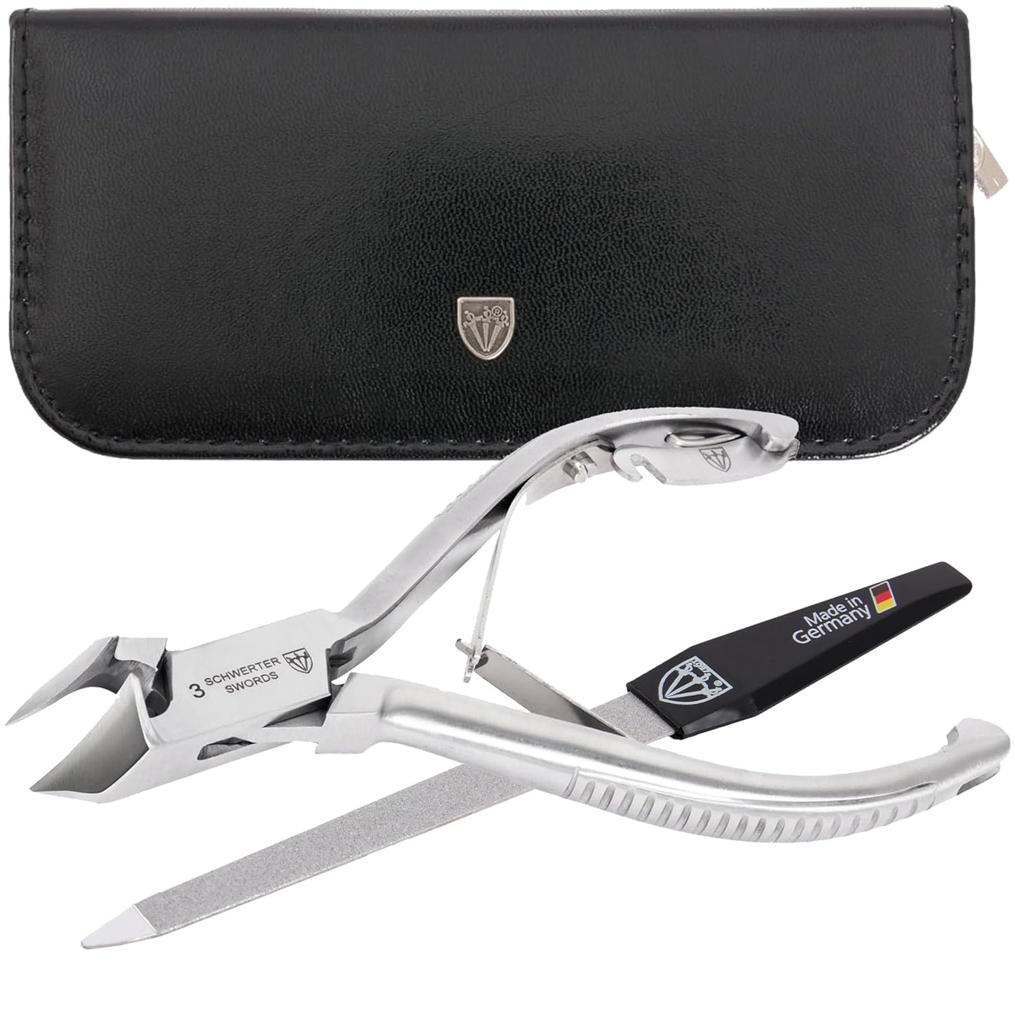 3 Swords Germany - Brand Quality Professional Toe Nail Nipper Clipper Set Stainless Steel Wave Nipper, Head Cutter, Nail File with case for ingrown Toe Nails, Manicure Pedicure by 3 Swords (196)