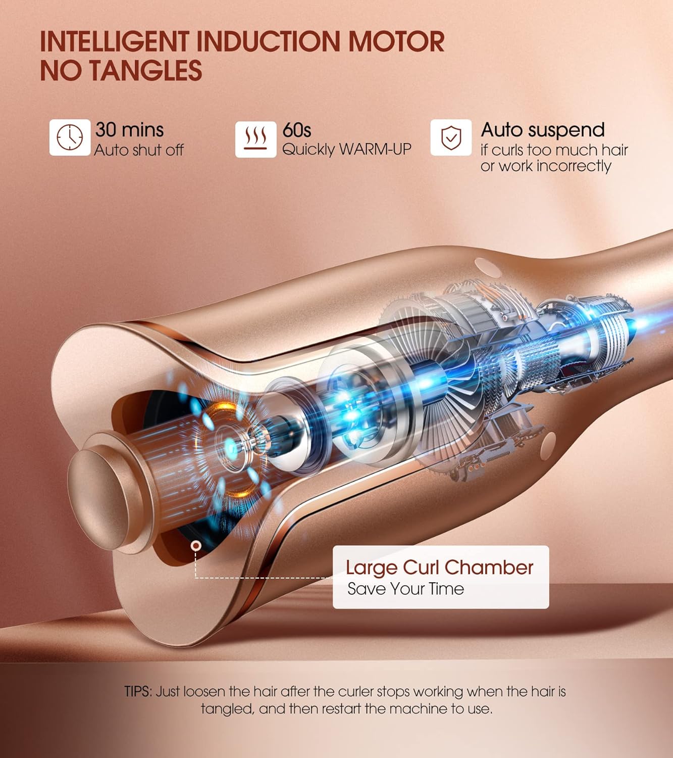 Automatic Curling Iron, Professional Automatic Hair Curler with 1" Curling Wand Large Slot & 4 Temperature & 3 Timer, Dual Voltage Anti-Tangle Rotating Curling Iron with Auto Shut-Off for Hair Styling