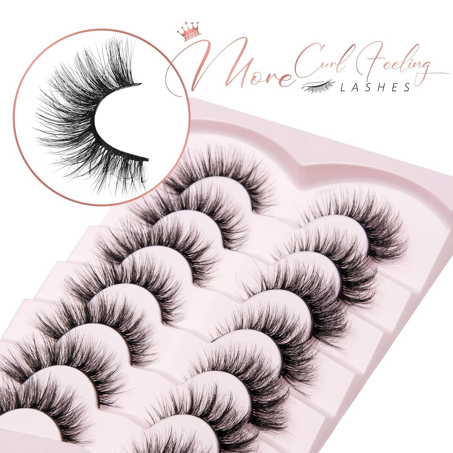 Onlyall Lashes Mink False Eyelashes Natural Wispy Lashes Soft Faux Mink Lashes Fluffy False Lashes 16MM A04
