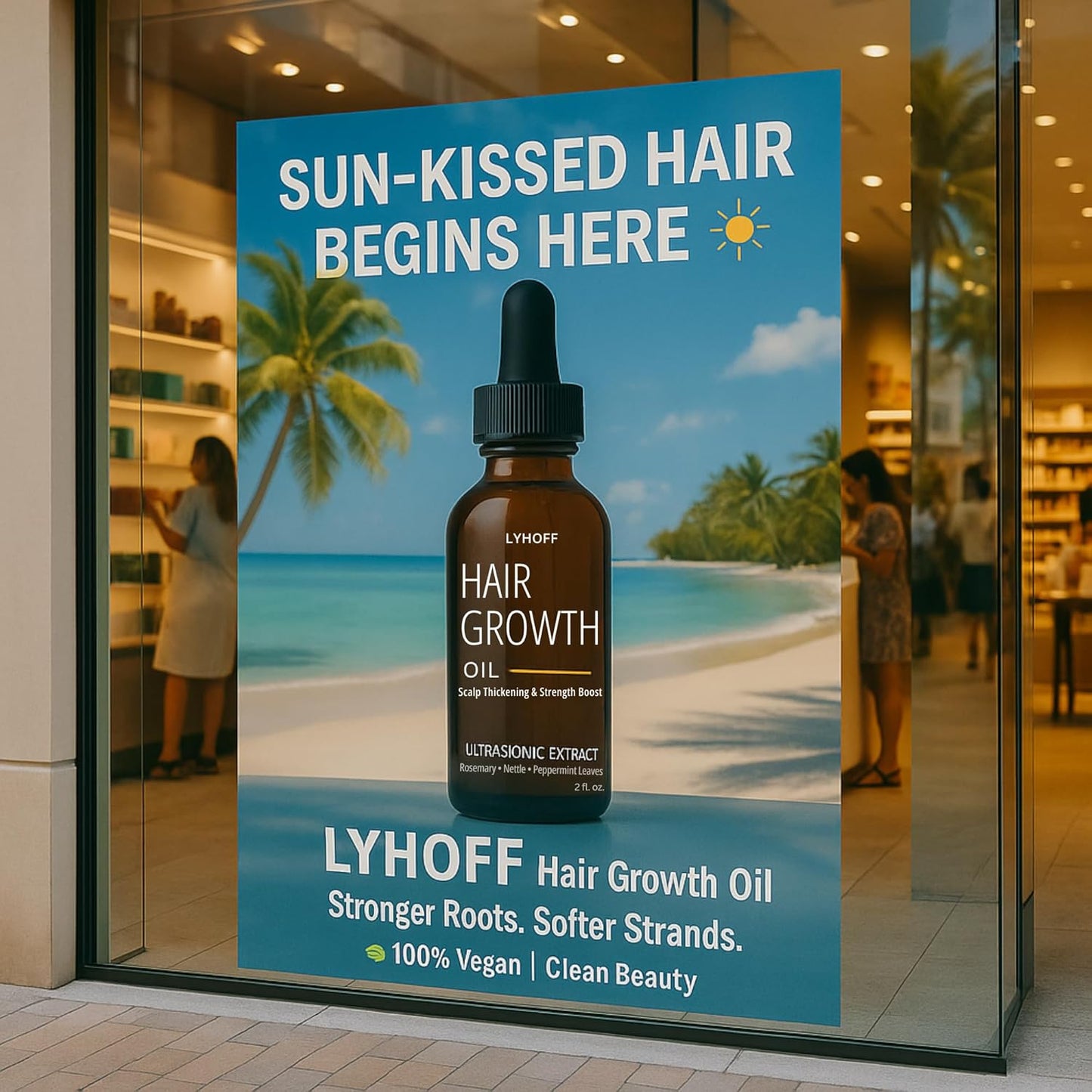 Hair Growth Oil with Ultrasonic Micronized Rosemary, Nettle & Jojoba Oil – Deep Absorption Treatment for Hair Regrowth & Thinning Hair – Vegan, Chemical-Free – Bonnet & Massager Included – 2oz