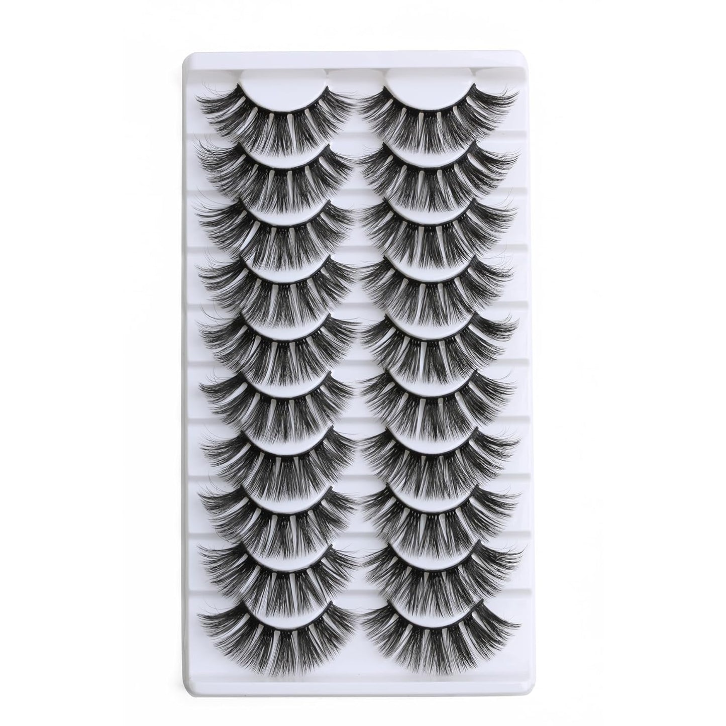 SUNWELL False Eyelashes 18mm Mink Lashes 8D Fluffy Faux Mink Lashes Dramatic Cat Eye Lashes Strips Soft Full Volume Fake Eyelashes 10 Pairs Pack