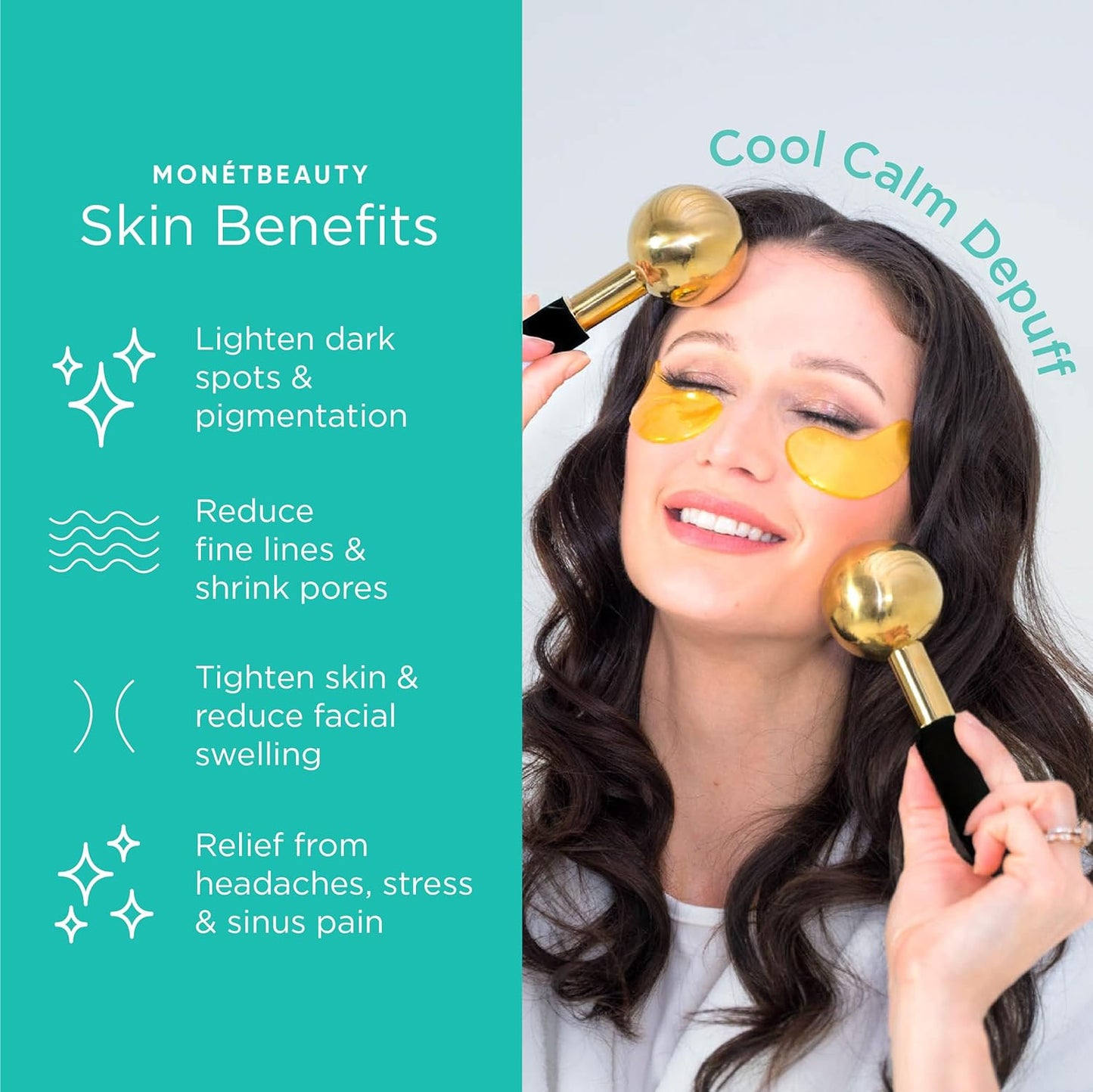 Stainless Steel Ice Globes for Facials (Gold Black Handle), Durable Cryo Globes Instantly Reduce Puffiness, Tighten Pores & Sinus Relief, Face Globes Facial Massages & Daily Beauty Routine