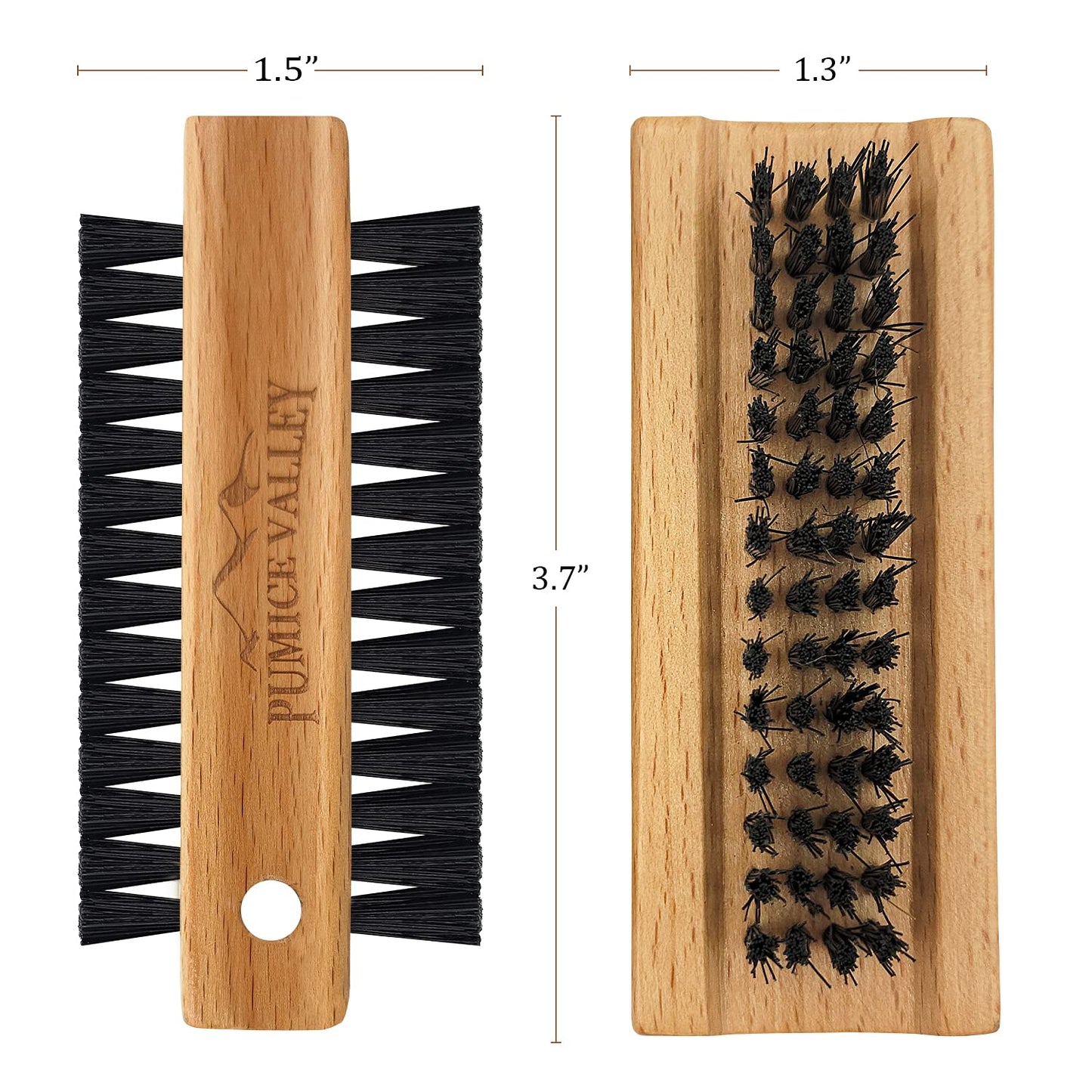 Wooden Cleaning Finger Nail Brush with Nylon Charcoal Bristles & Hanging Rope - Double-Sided Fingernail Brush for Scrubbing Fingernails and Toes (Beechwood)