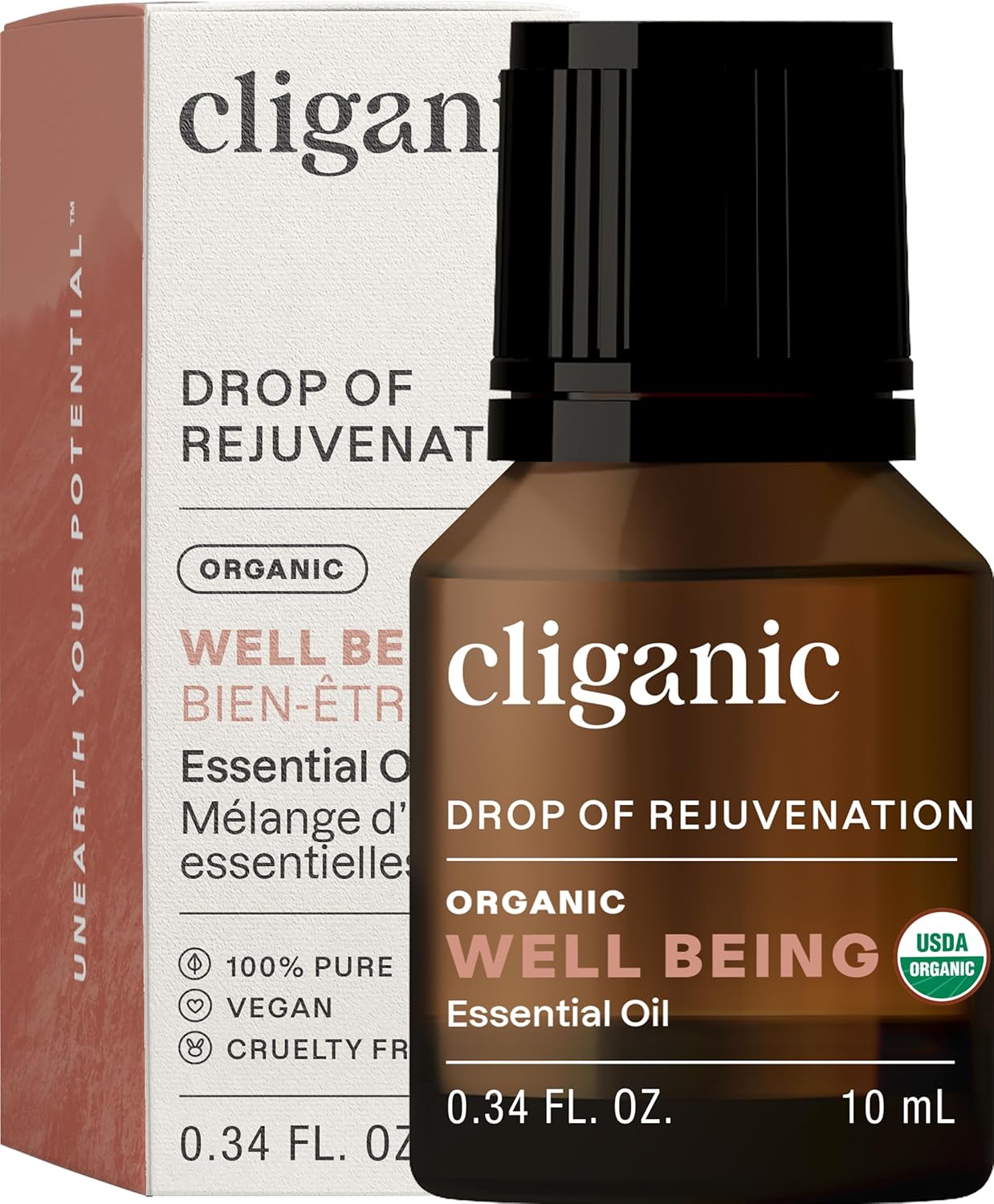 Cliganic Organic Essential Oils Blend - Well Being - Drop of Rejuvenation (Packaging May Vary)