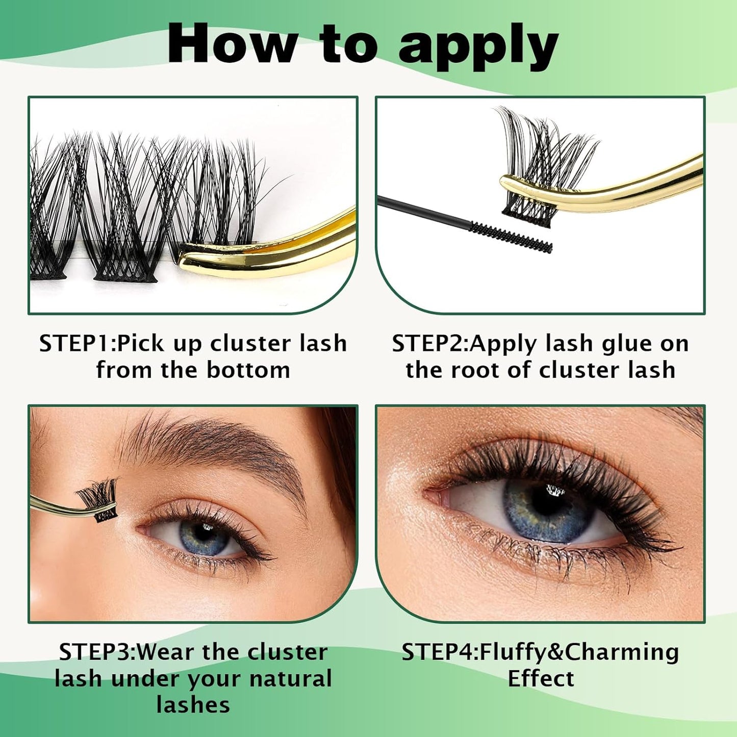 Lash Clusters 96pcs Individual Lashes Y01 C Curl 14mm Eyelash Clusters KEYYOU Volume Wispy Lash Extension Soft&Comfortable Easy DIY at Home(Y01,C-14mm)