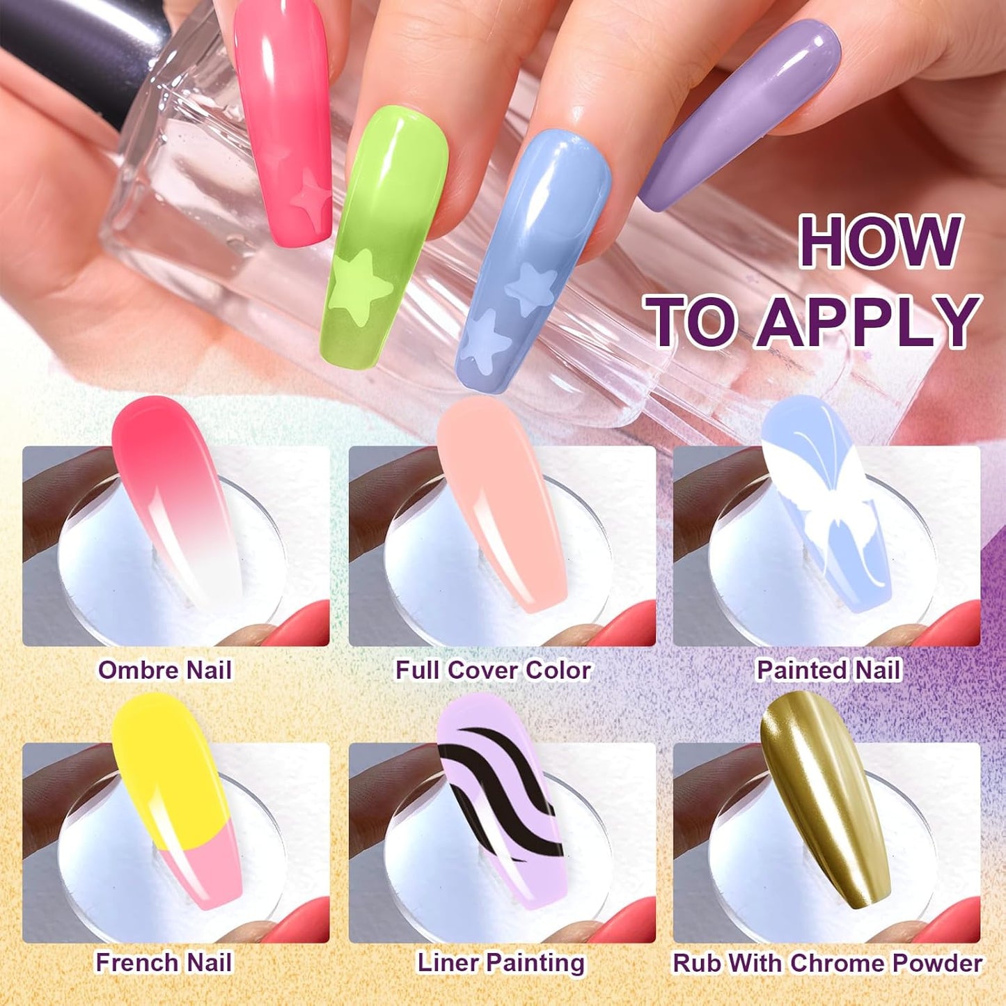 Gradient Painting Gel, 9 Bright Macaron Colors Ombre Gel Nail Polish Spring Summer Soft Pink light Blue for Pigment Pat Nails Aura Nails French Manicure Soak Off UV Fairy Spring Set