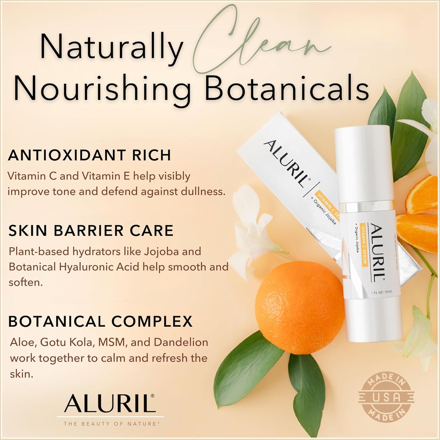 Vitamin C Serum – Hydrating Skincare Formula, Smooths Appearance of Fine Lines, Improves Skin Tone & Texture for a Fresher Look, Supports Radiant Complexion, Suitable for All Skin Types,1 fl oz