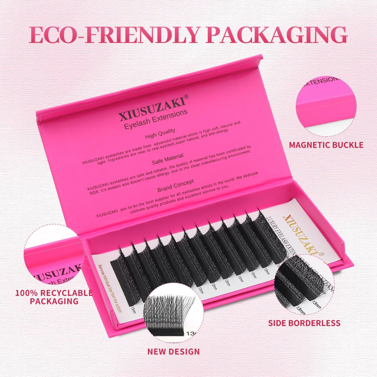 Lash Extensions Three Core Tips 3D Eyelash Extensions W Shape 0.07mm Thickness D Curl 14mm Premade Fans Easy Fan Volume Lashes Matte Black Crisscross(W-3D-Three Core-0.07-D,14mm)