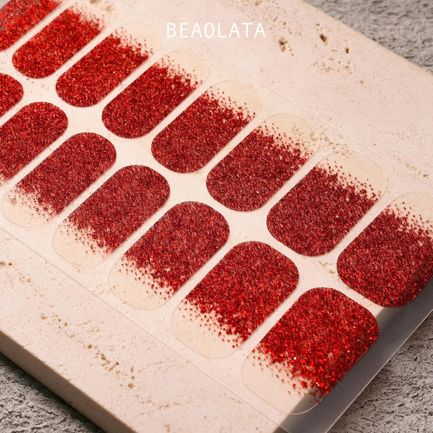 Nail Polish Strips, 32PCS Salon Quality Wraps, Long Lasting Gel Nail Stickers for Women Easy Apply& Remove (Molten Heartbeat Red)