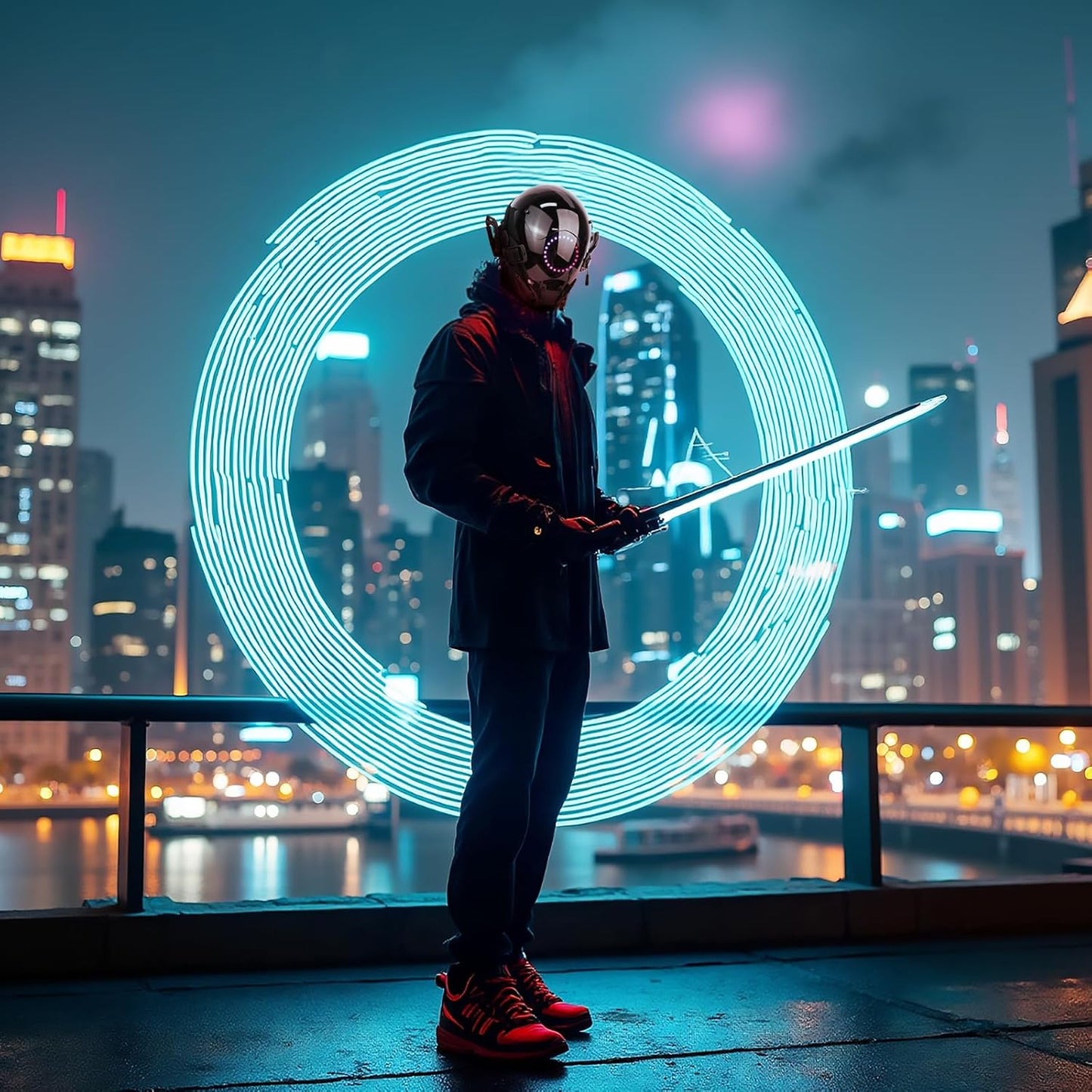 Punk LED Mask with Multicolor Lights, Techwear Helmet for Halloween, Cosplay and Music Festivals