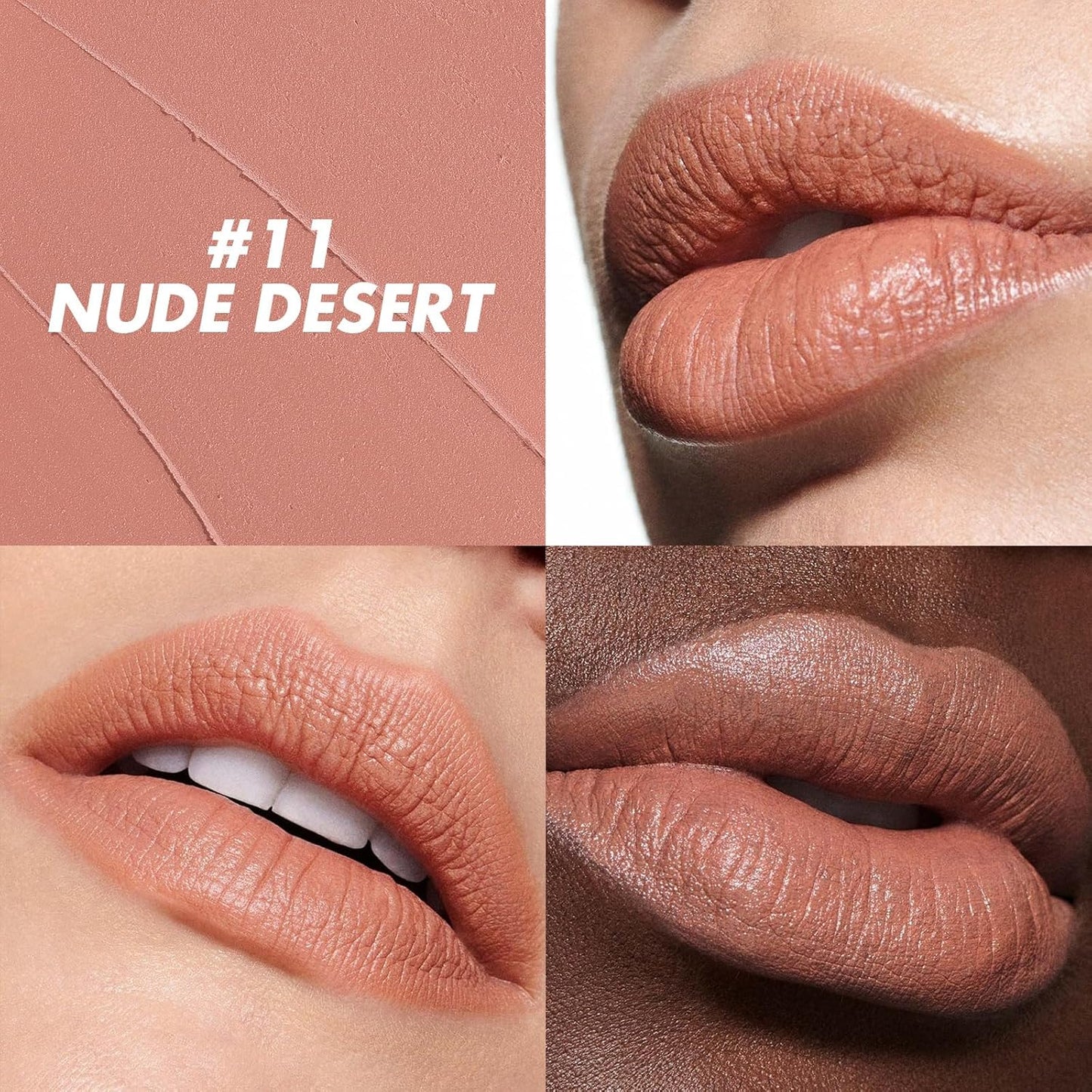 FOCALLURE Ultra Chic Matte Lipstick,Rich Vitamin E Lip Crayon,Lightweight Matte Color without Drying or Fading,Long Lasting Waterproof Lips Makeup,NUDE DESERT