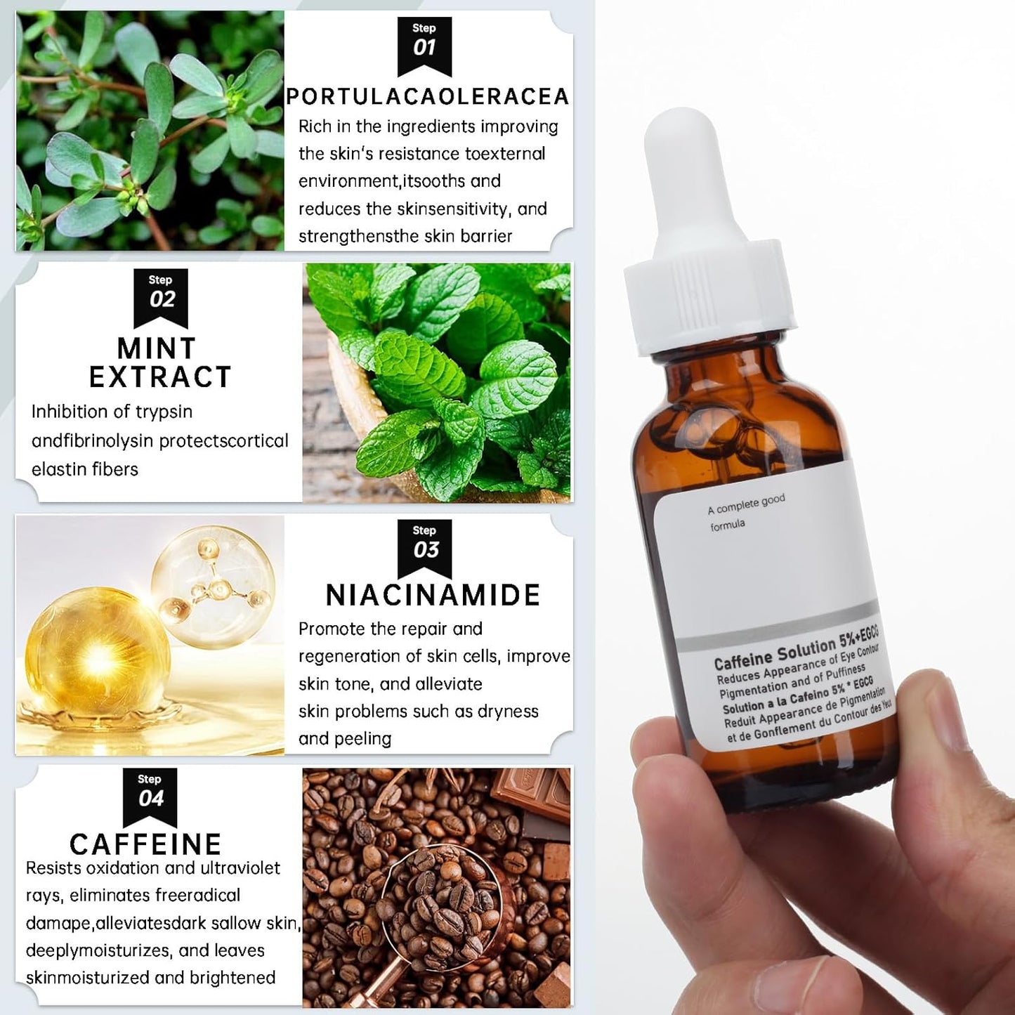 Caffeine Eye Serum for Reducing Puffiness and Dark Circles - 1Pcs Caffeine Solution 5%+EGCGE(30ml).