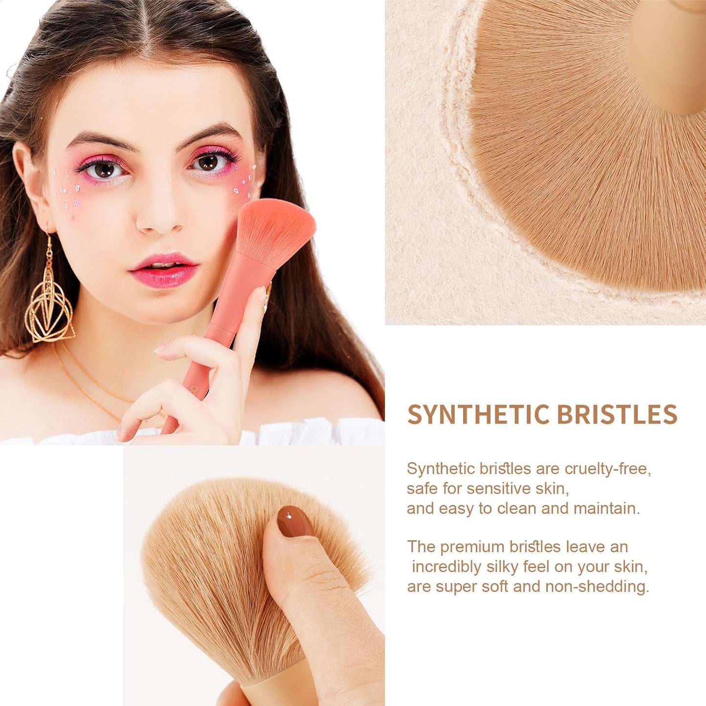 Docolor Makeup Brushes 17 Pcs with Makeup Bag and Makeup Sponge and Brush Protector Morandi Makeup Brush Set Premium Synthetic hair makeup brush Wooden handle Gift Box