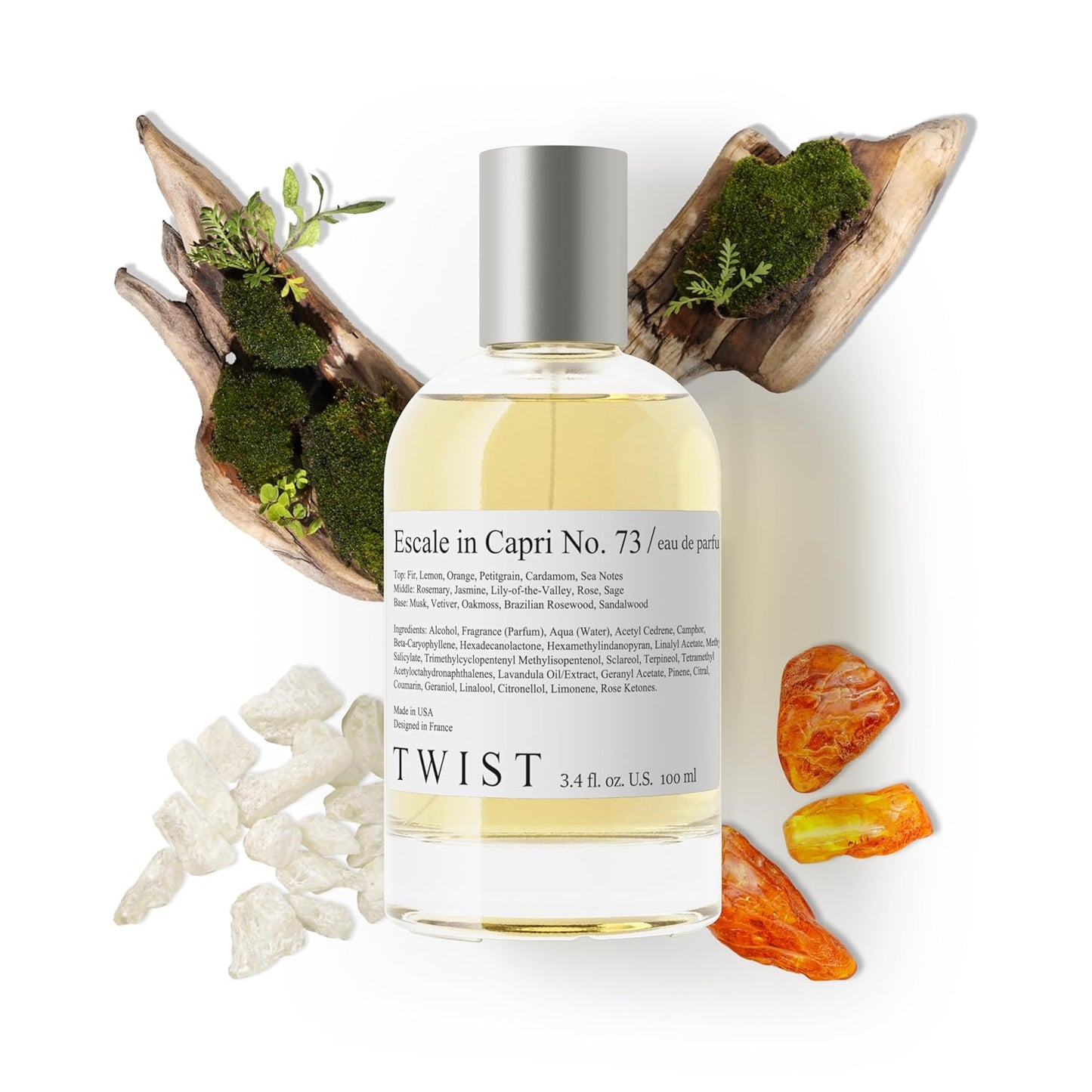 Twist Elements No. 76 - Inspired by E. Molecule 01, Long-Lasting Perfume for Women & Men, Vegan, Clean Ingredients, Cedarwood & Musk Unisex Fragrance – Spray 100 ml | 3.4 fl. oz