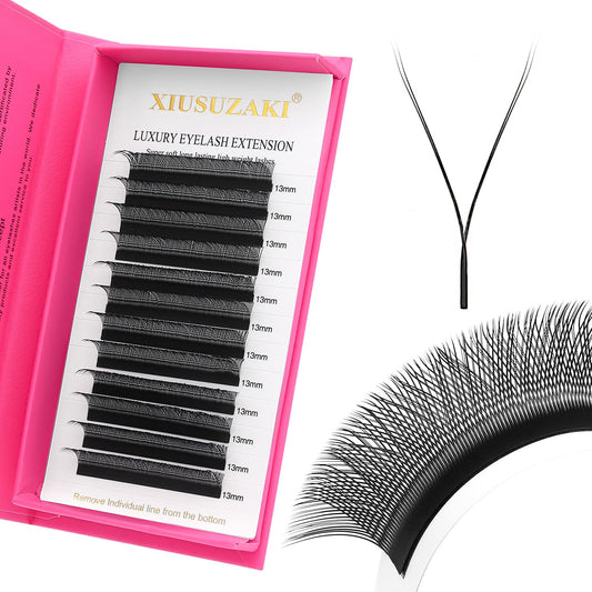 YY Lash Extensions Supplies Y Eyelash Extensions 0.05mm Thickness C Curl 15mm Premade Fans 4D Russian Volume Matte Black 12 Rows Crisscross Eye Lashes(YY-0.05-C,15mm)